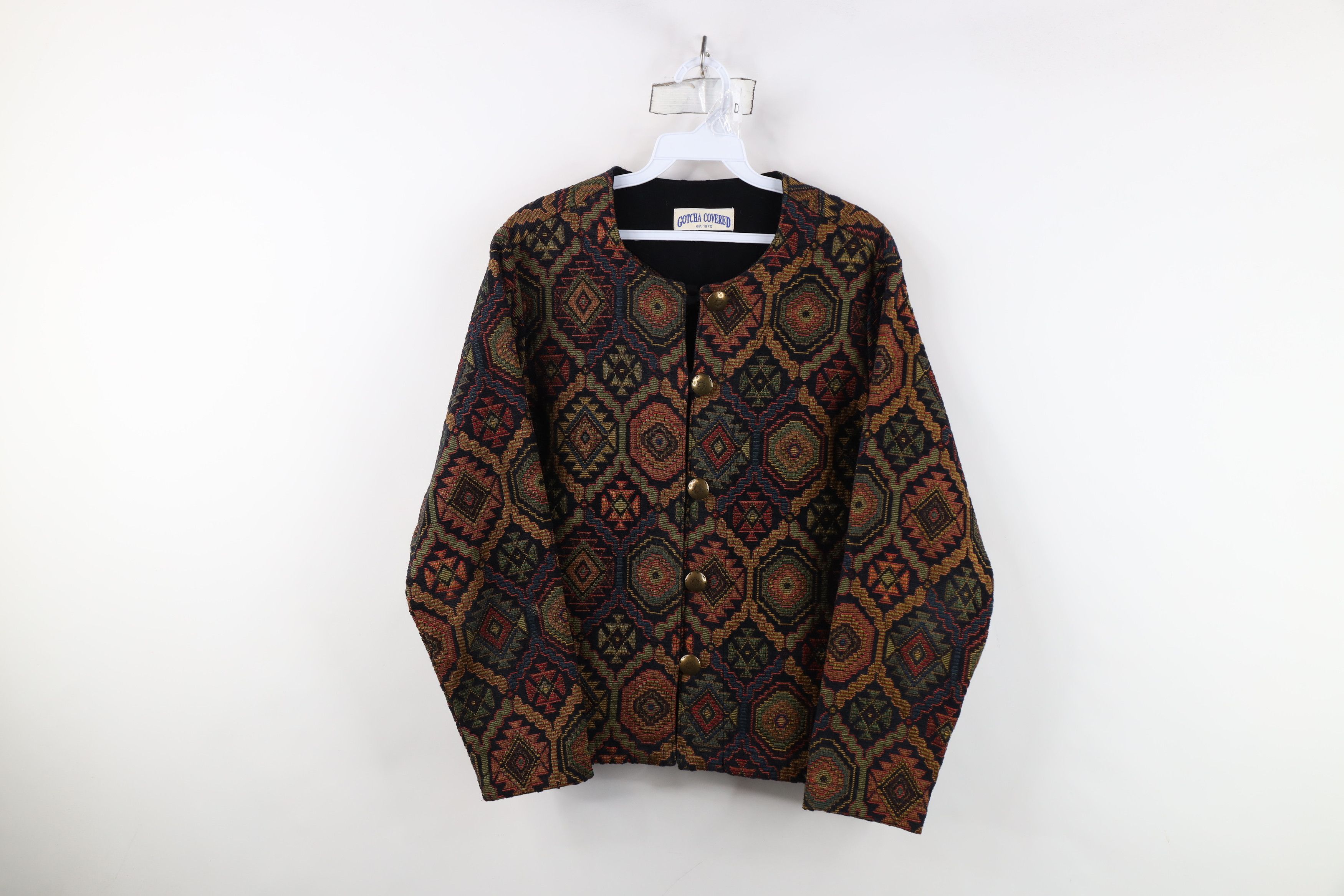 Vintage Vintage 90s Streetwear Geometric Tapestry Blazer Jacket USA Size S / US 4 / IT 40 - 1 Thumbnail