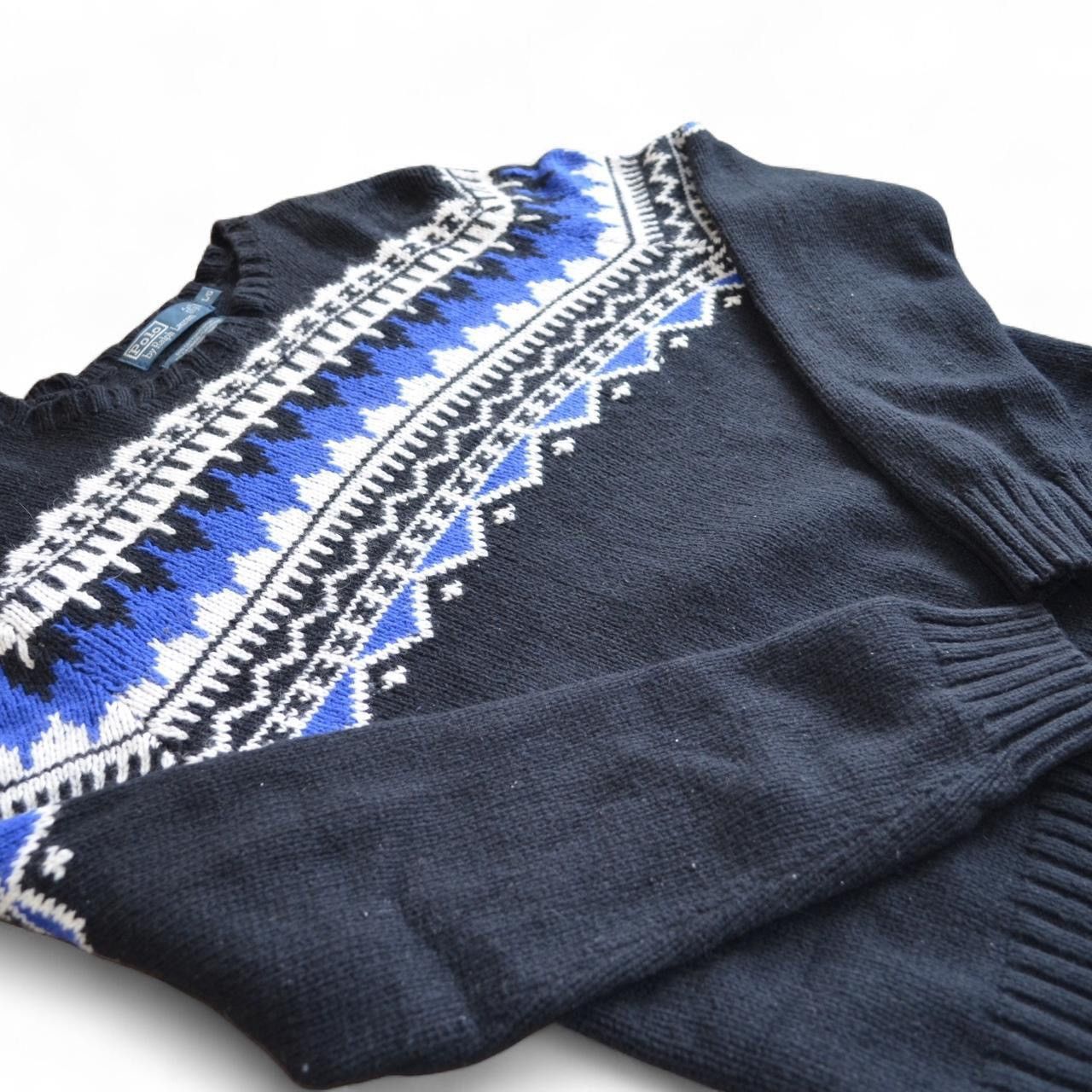 Polo Ralph Lauren Polo Ralph Lauren L black blue fair isle crewneck sweater Size US L / EU 52-54 / 3 - 4 Thumbnail