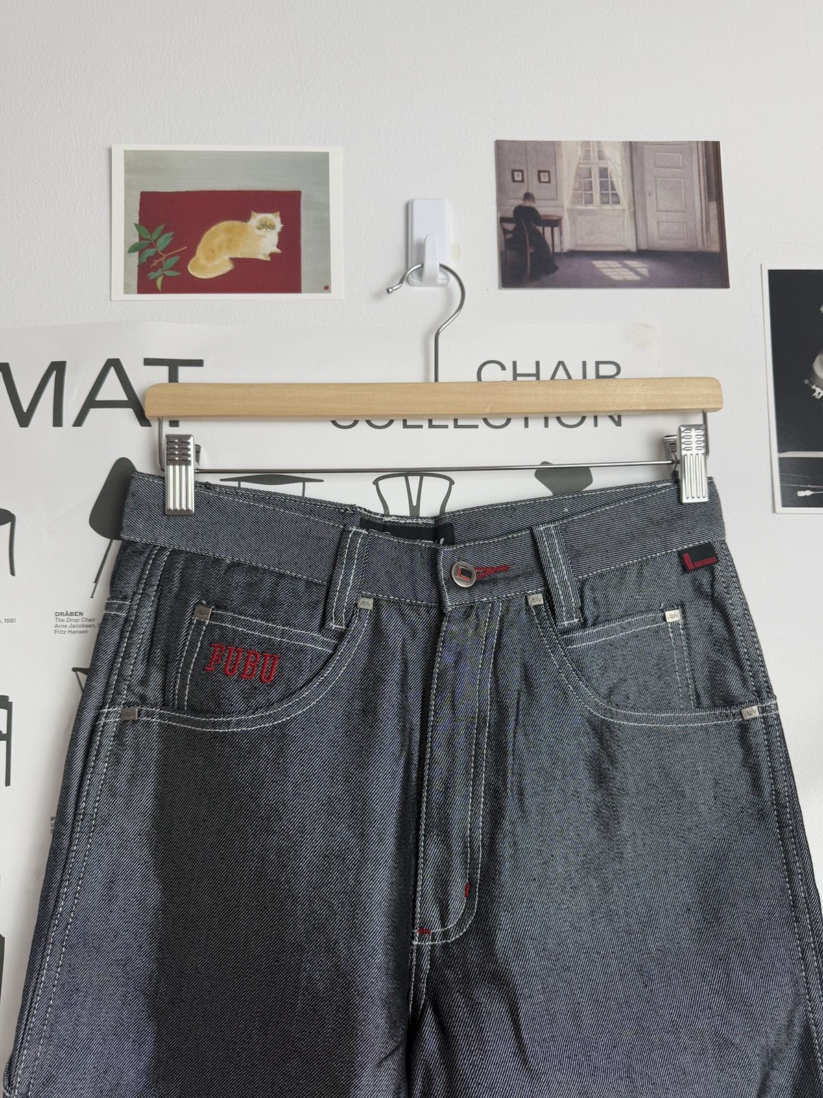 Fubu × Vintage Vintage y2k Fubu wide leg baggy carpenter metalic denim pants Size US 30 / EU 46 - 7 Thumbnail