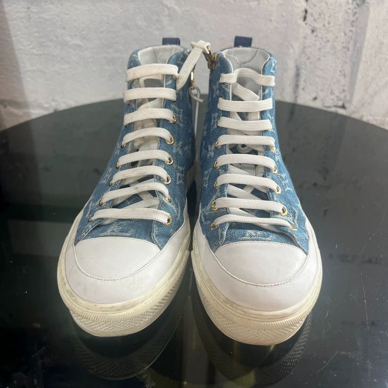 Louis Vuitton Louis Vuitton Denim Blue High Top Board Shoes Size US 6 / IT 36 - 1 Thumbnail