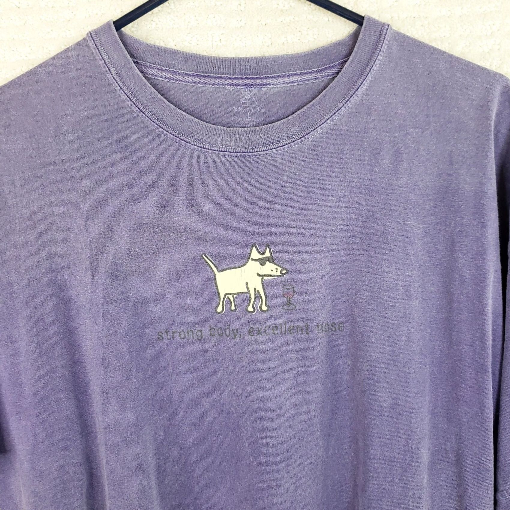 Vintage Teddy the Dog T-Shirt Unisex Classic Tee Blue Short Sleeve Crew Neck 100% Cotton XS-XL Graphic Print Cartoon Dogs Excellent Nose Wine Size US L / EU 52-54 / 3 - 3 Thumbnail