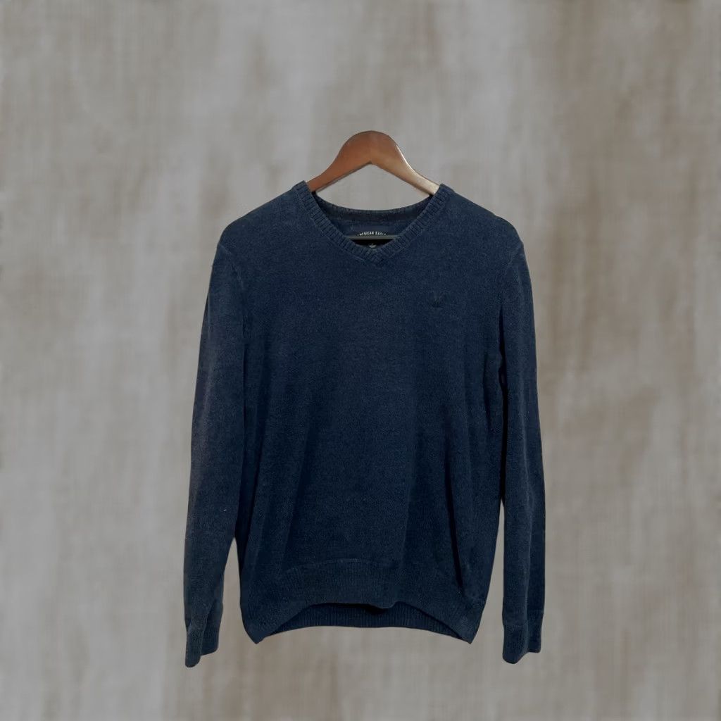 American Eagle Outfitters American Eagle Outfitters Sweater Shirt Men V-Neck Knit Blue S Regular Size US S / EU 44-46 / 1 - 1 Thumbnail