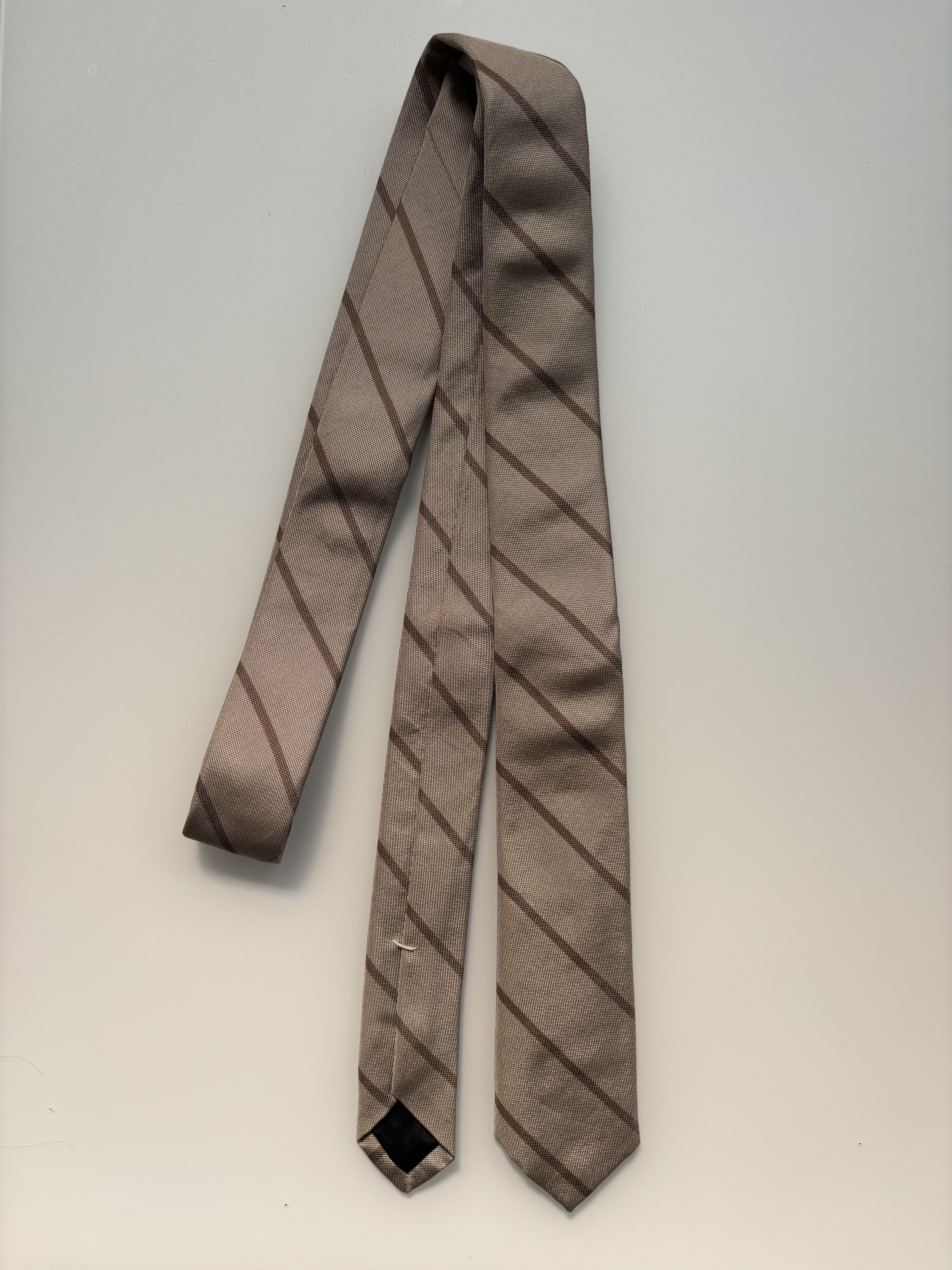 Band Of Outsiders Classic Repp Stripe Necktie in Taupe Size ONE SIZE - 1 Thumbnail