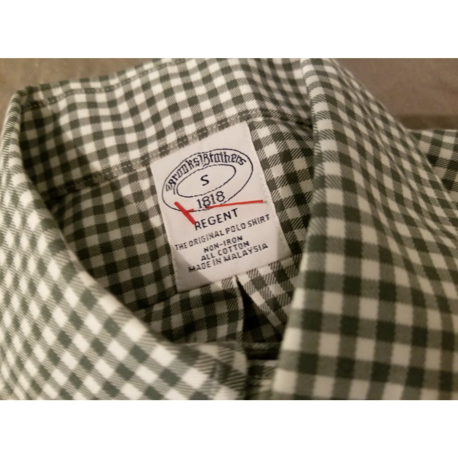 Brooks Brothers Mens Brooks Brothers Dress Shirt S Small Green Button Cotton Size 36R - 3 Thumbnail