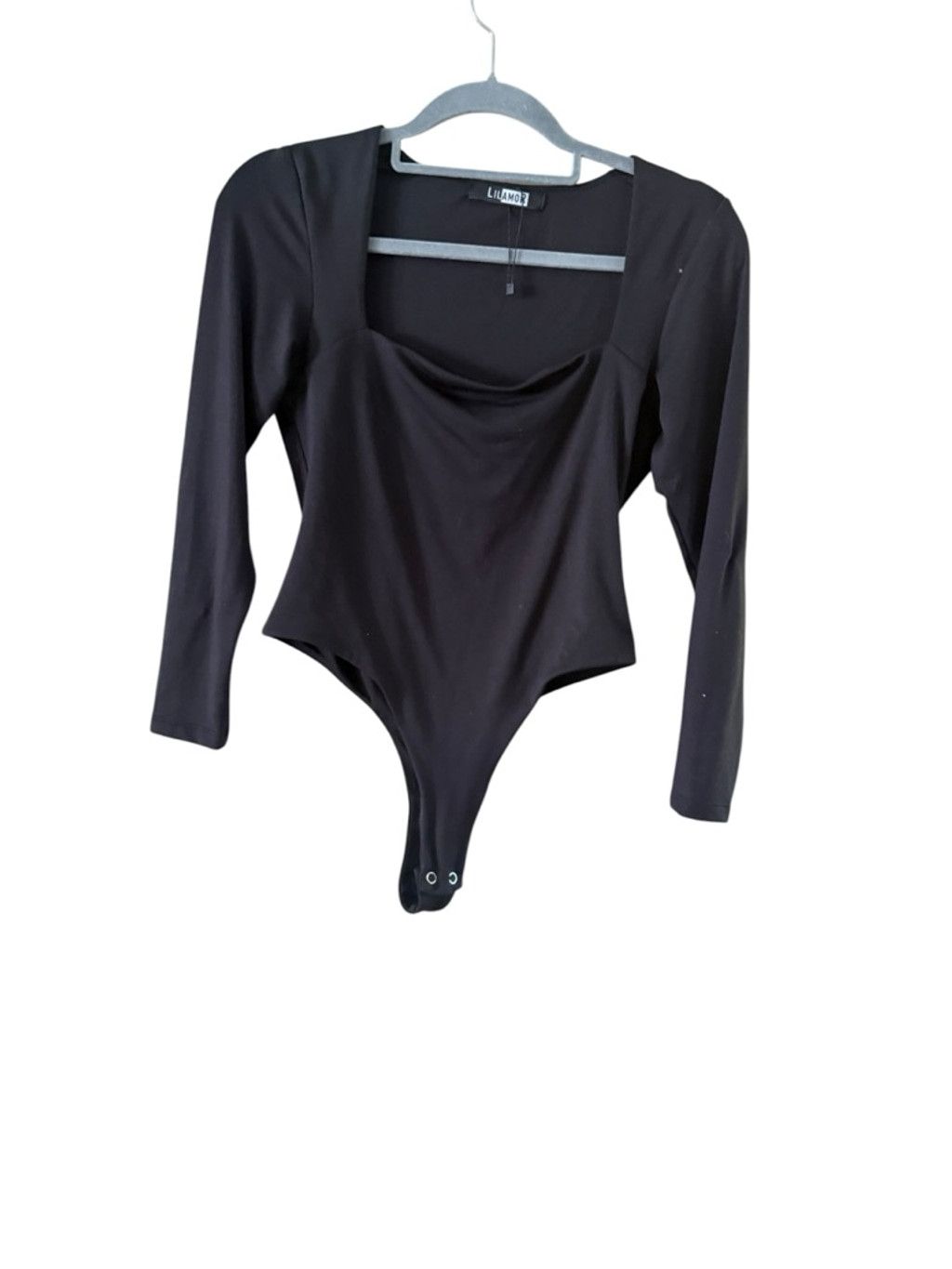 The Unbranded Brand Women's LILAMOR Black Long Sleeve Square Neck Bodysuit L Size L / US 10 / IT 46 - 10 Thumbnail
