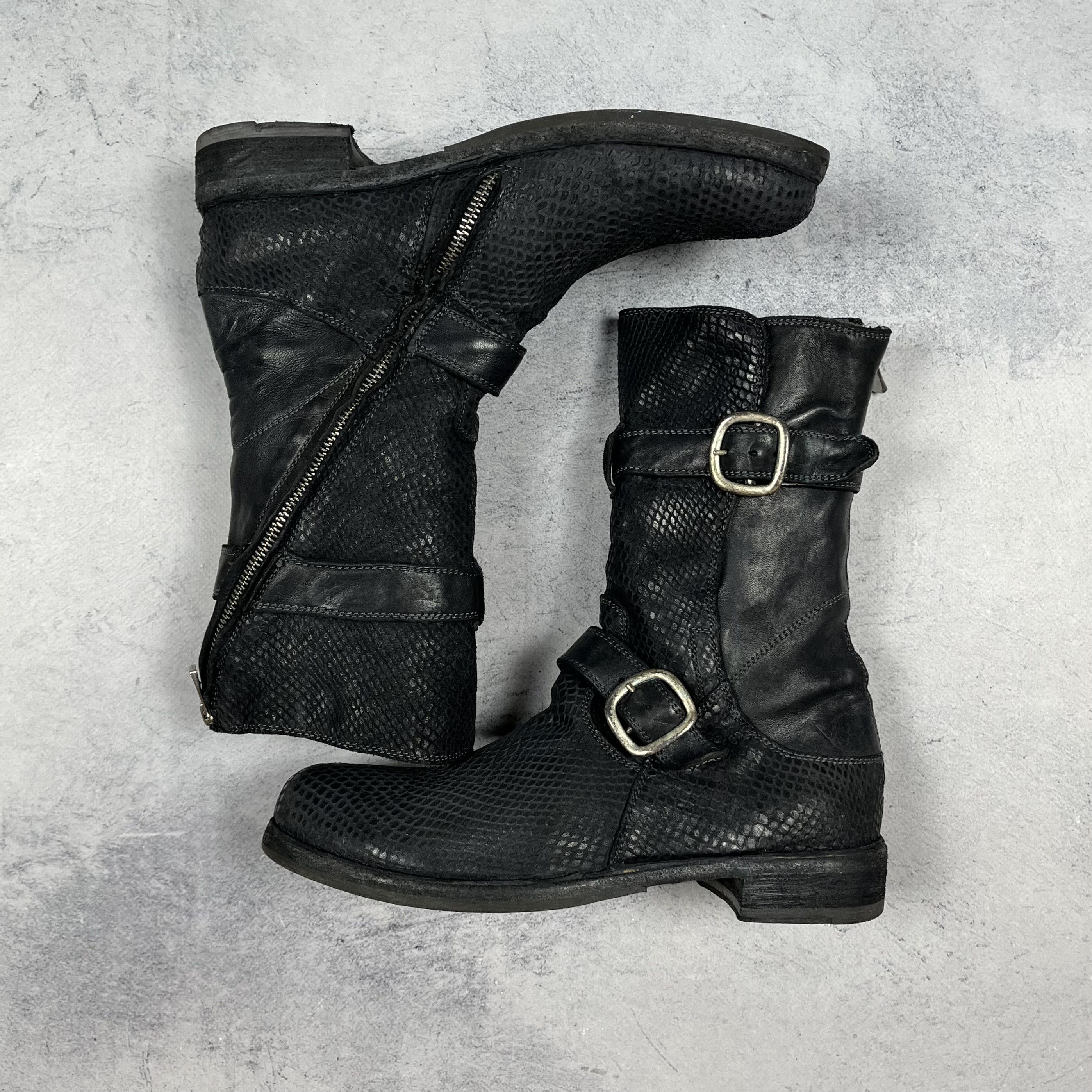 Officine Creative Avant-Garde Officine Creative Snake Embossed Biker Boots Size US 6 / IT 36 - 4 Thumbnail