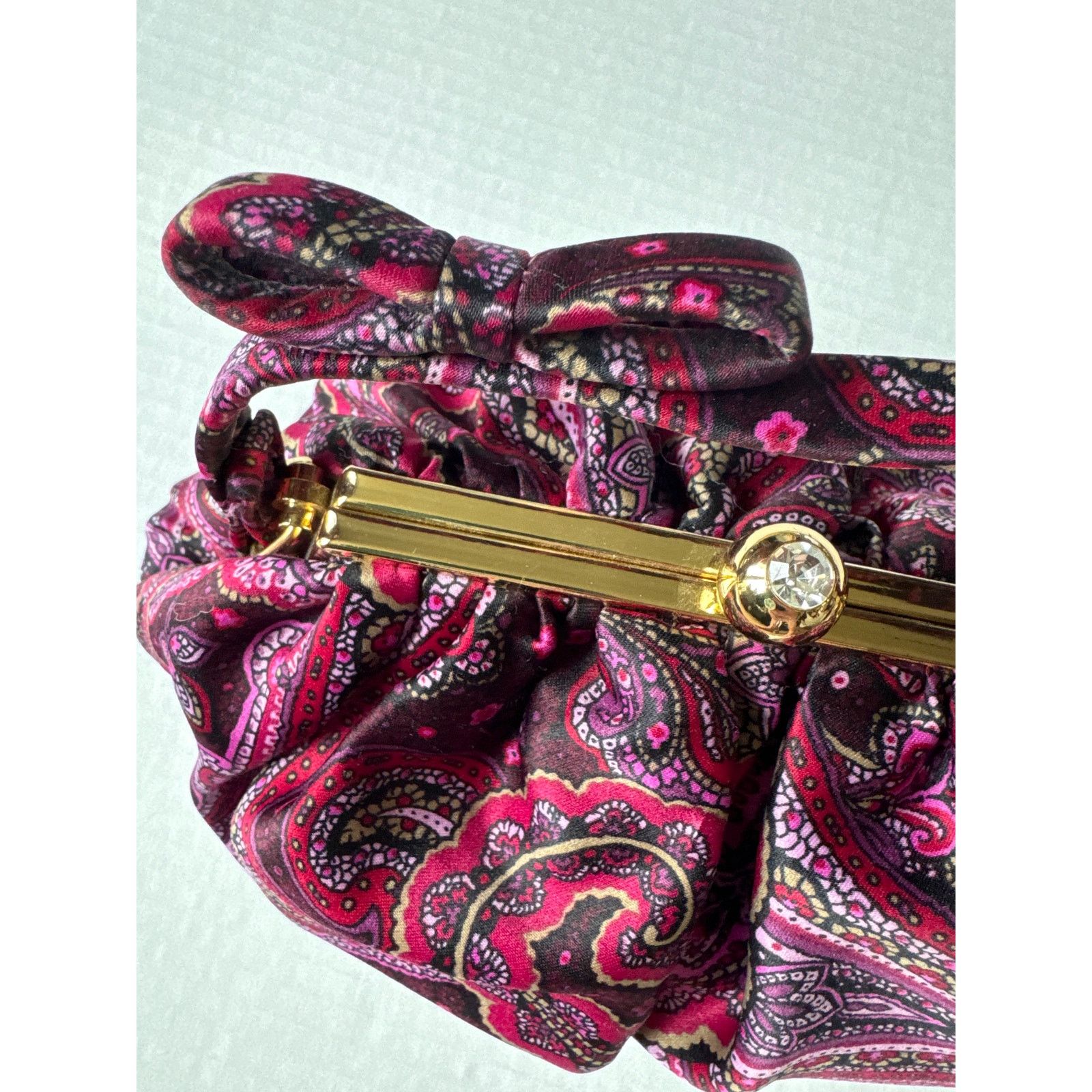 Ann Taylor Retro Paisley Ann Taylor Loft Evening Bag Gemstone Bow Size ONE SIZE - 2 Thumbnail