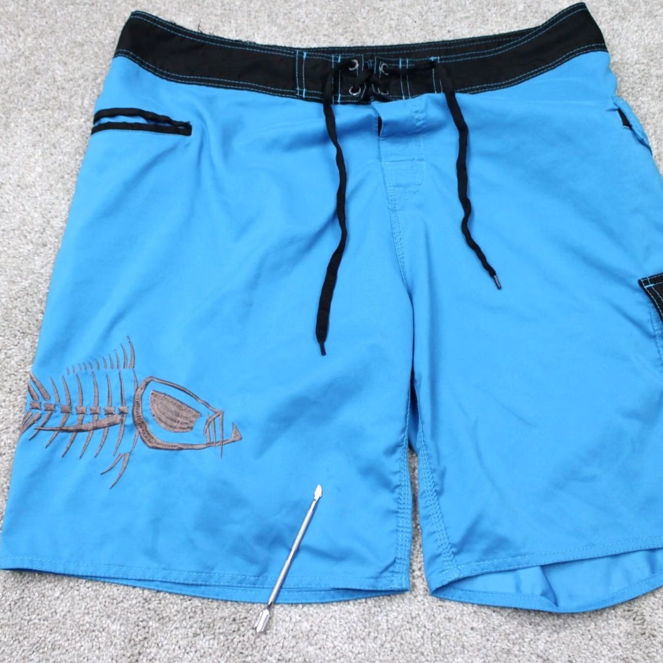 Vintage Tormenter Board Shorts Mens 36 Blue Hybrid Fish Skeleton Cargo Poly Swim Trunks Size US 36 / EU 52 - 4 Thumbnail