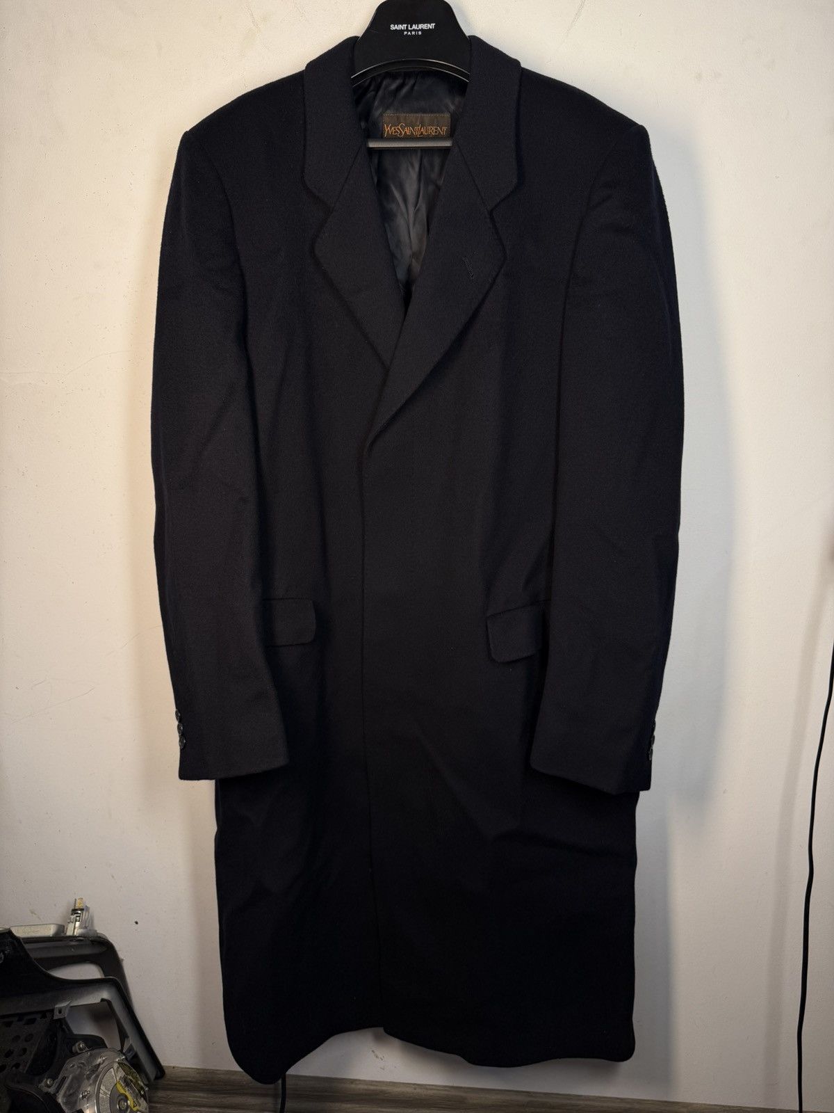 90s Wool YSL Coat Heavy Soft Long Button Up Jacket Vintage