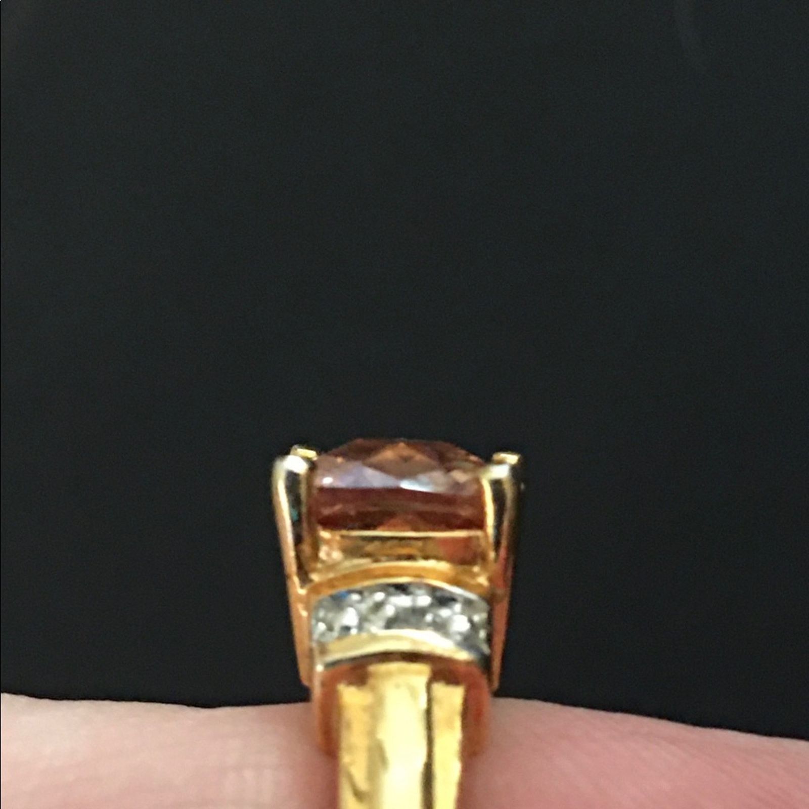 Jewelry Champagne square CZ 4 prong setting ring Size ONE SIZE - 6 Thumbnail