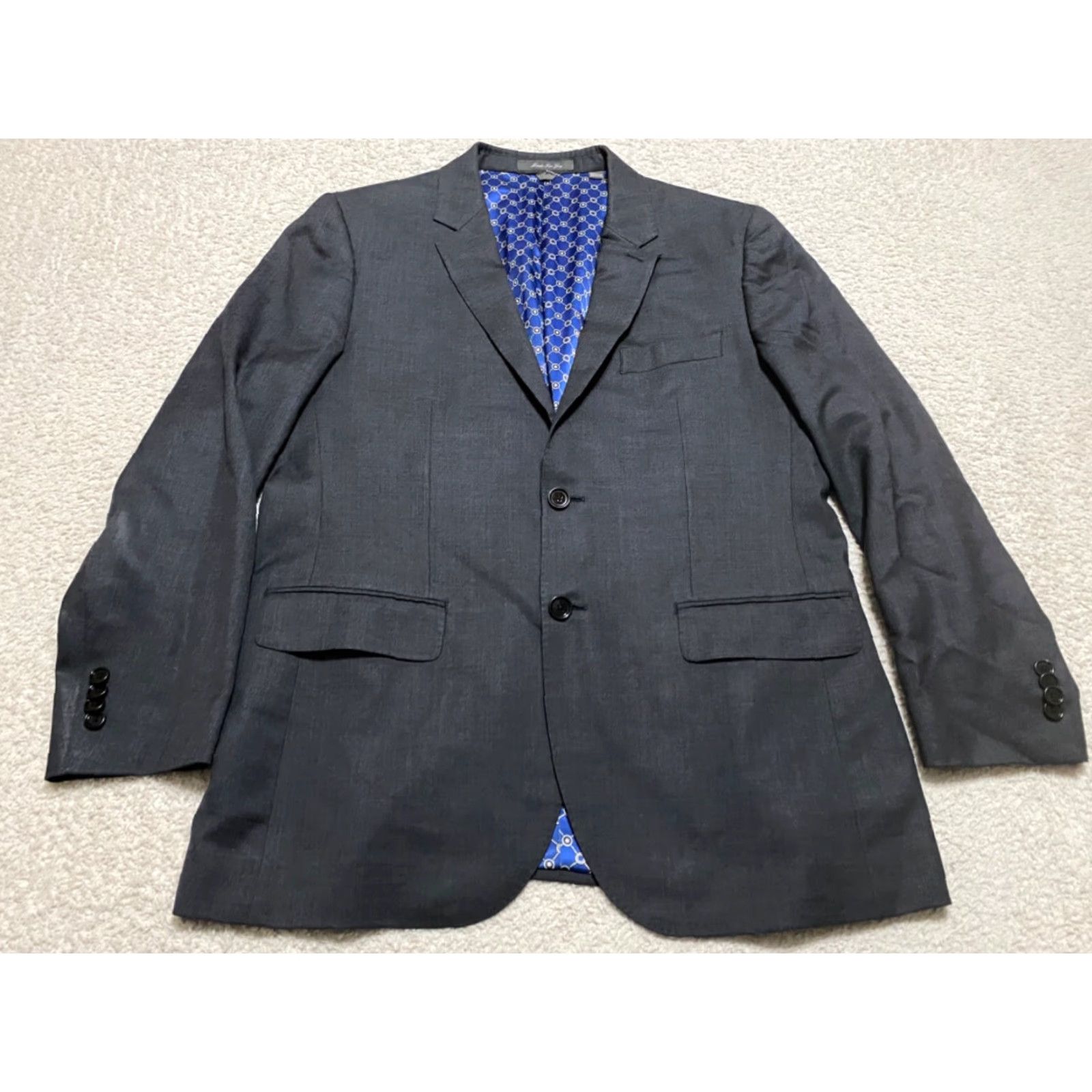 Vintage Indochino Mens 42 Blazer Jacket Long Sleeve 2 Button Solid Gray 100% Wool Size US XL / EU 56 / 4 - 2 Thumbnail