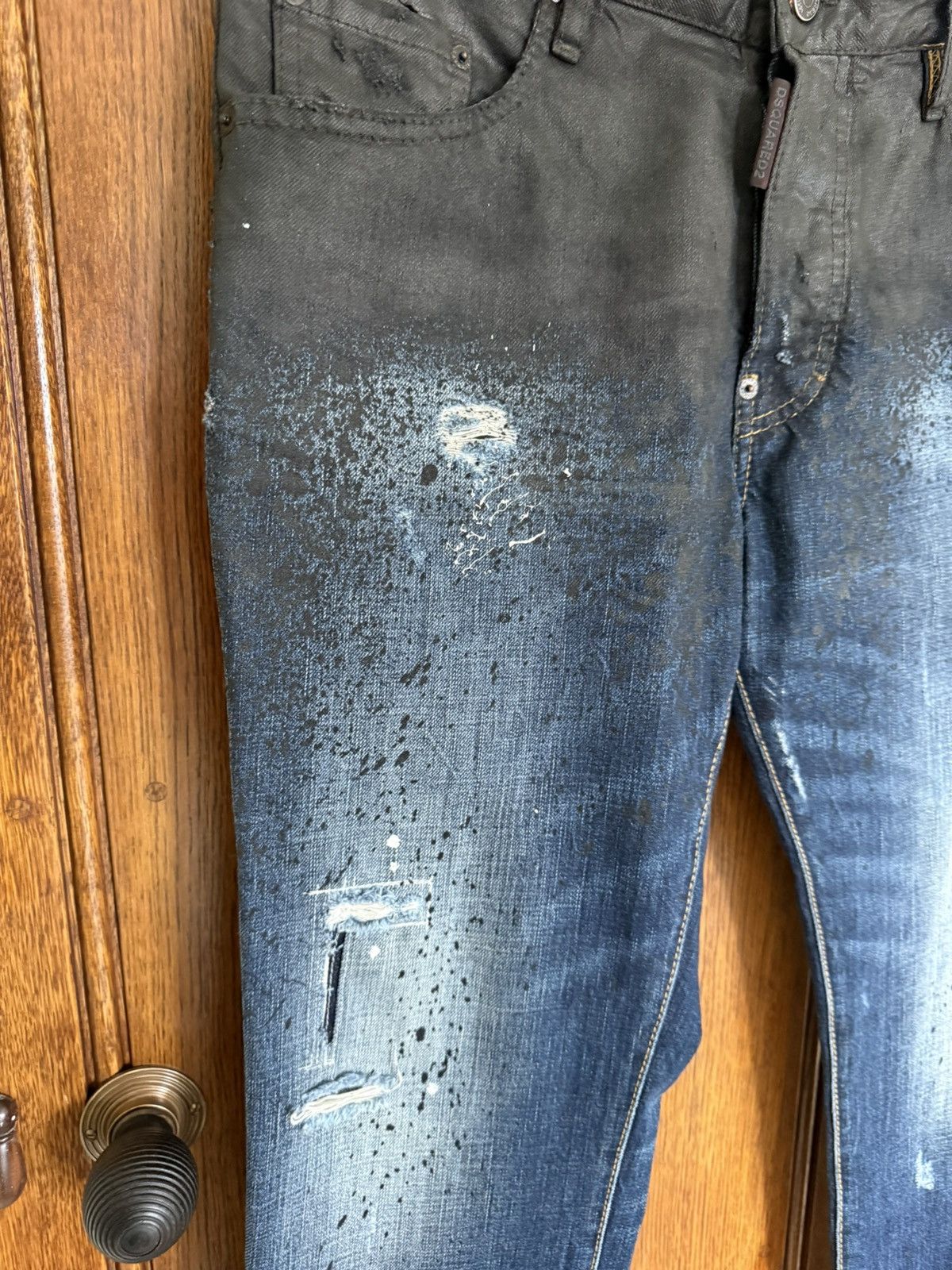 Dsquared2 SS16 Dsquared2 denim suit pant jeans distressed waxed paint Size US 34 / EU 50 - 12 Thumbnail