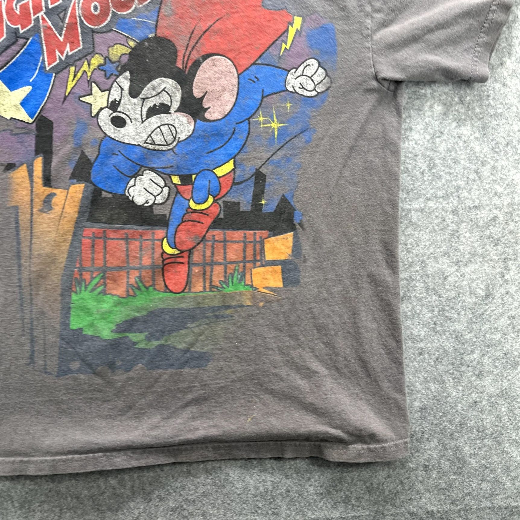 Gildan VINTAGE Mighty Mouse Shirt Mens M Gray Graphic Tee Cartoon Superhero Gildan Ultra Cotton Size US M / EU 48-50 / 2 - 5 Thumbnail