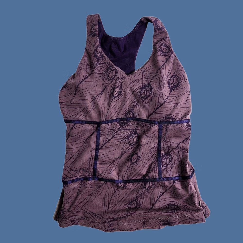 Lululemon Lululemon Sirsa Tank Purple Peacock Racerback Size 6 Built-In Bra Women Activewear Shirt Size ONE SIZE - 1 Thumbnail