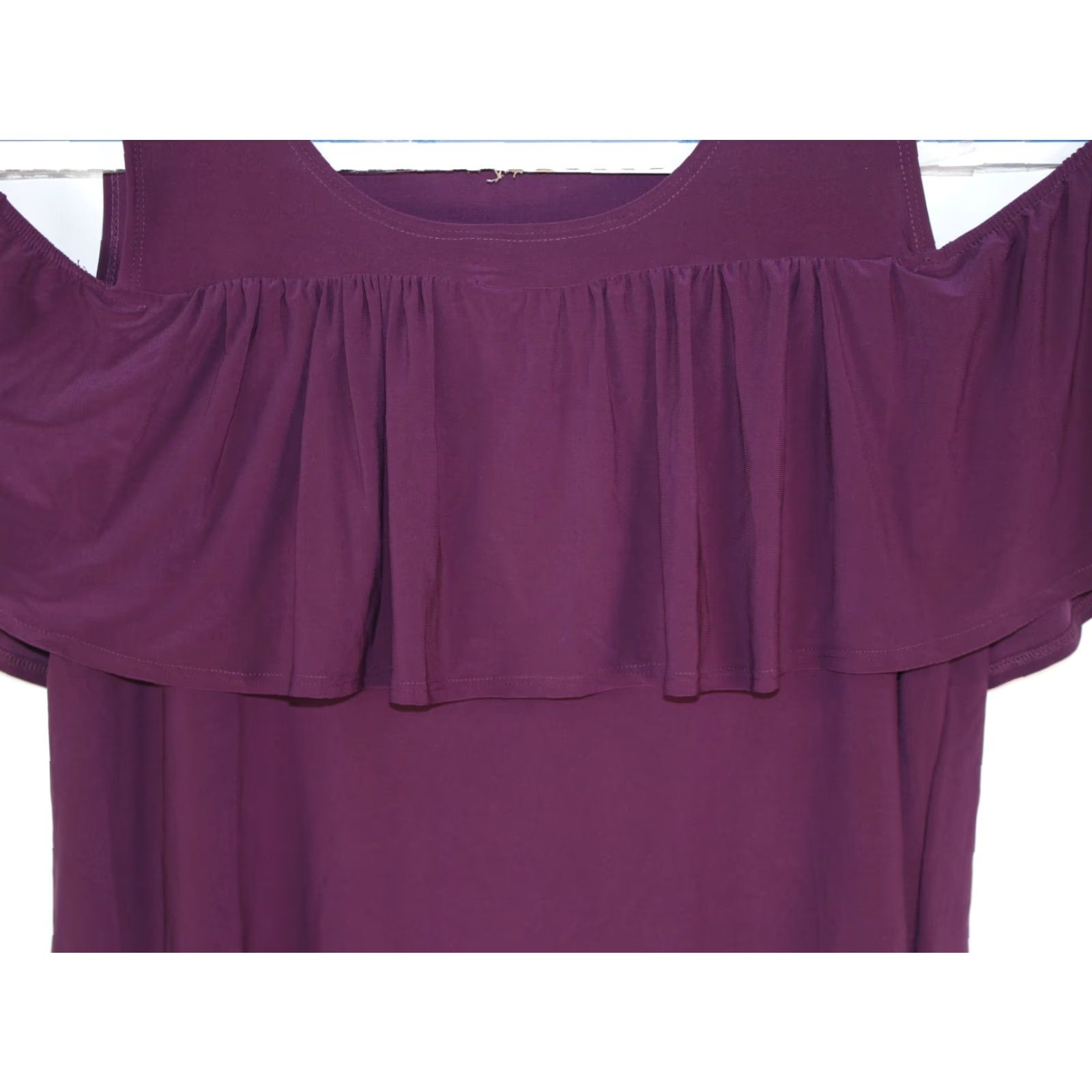 Vintage Star Vixen Top Women's Size 1X Burgundy Soft Shear Split Sleeve Cold Shoulder Womens Size XL / US 12-14 / IT 48-50 - 2 Thumbnail