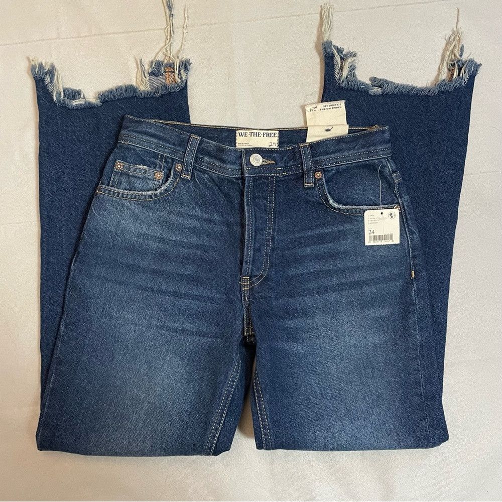 Free People NWT New Free People Maggie Mid Rise Straight Jeans Size 24 Size 24" / US 00 / IT 34 - 3 Thumbnail