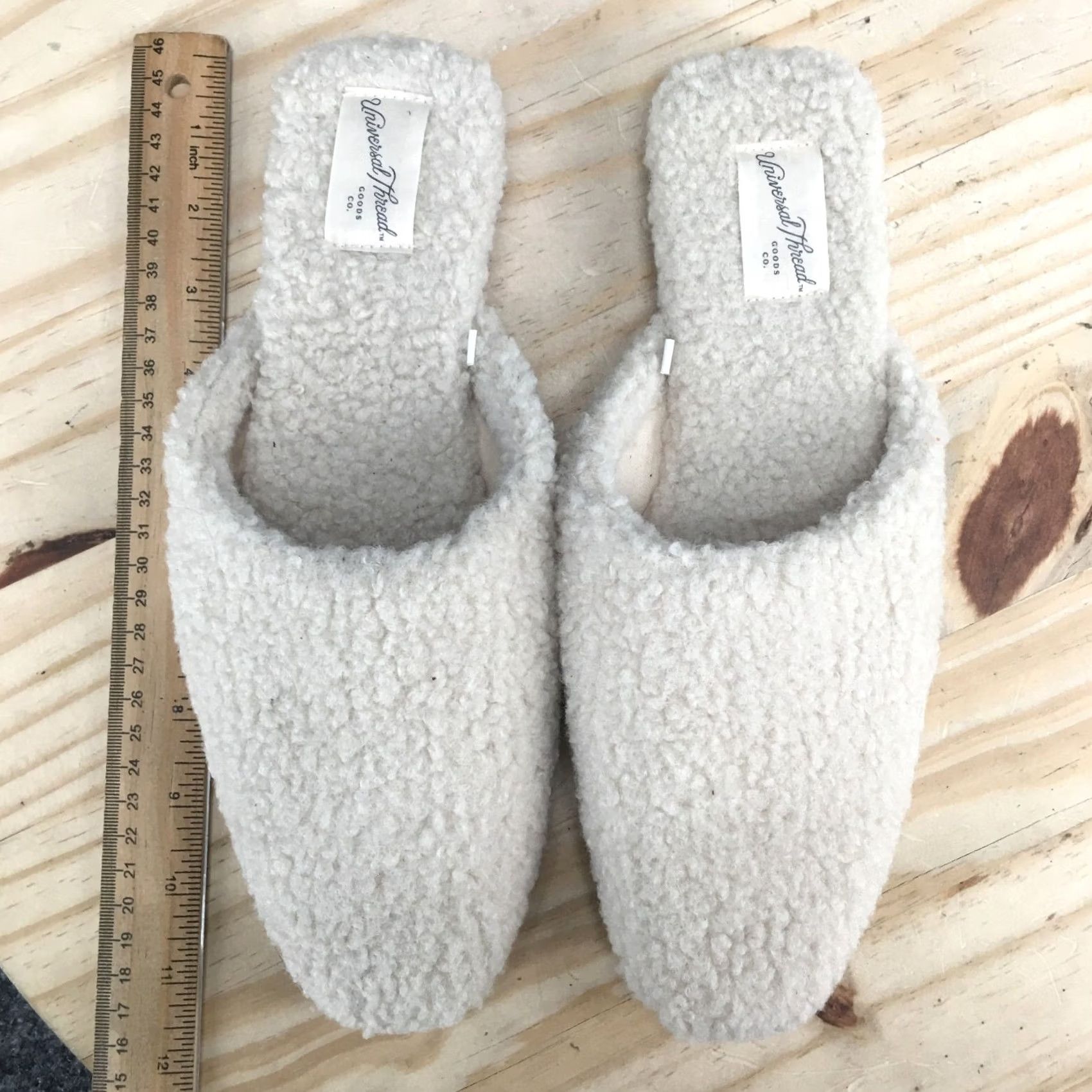 Vintage Universal Thread Mules Womens 10 White Faux Fur Almond Toe Slip On Size US 10 / IT 40 - 5 Thumbnail