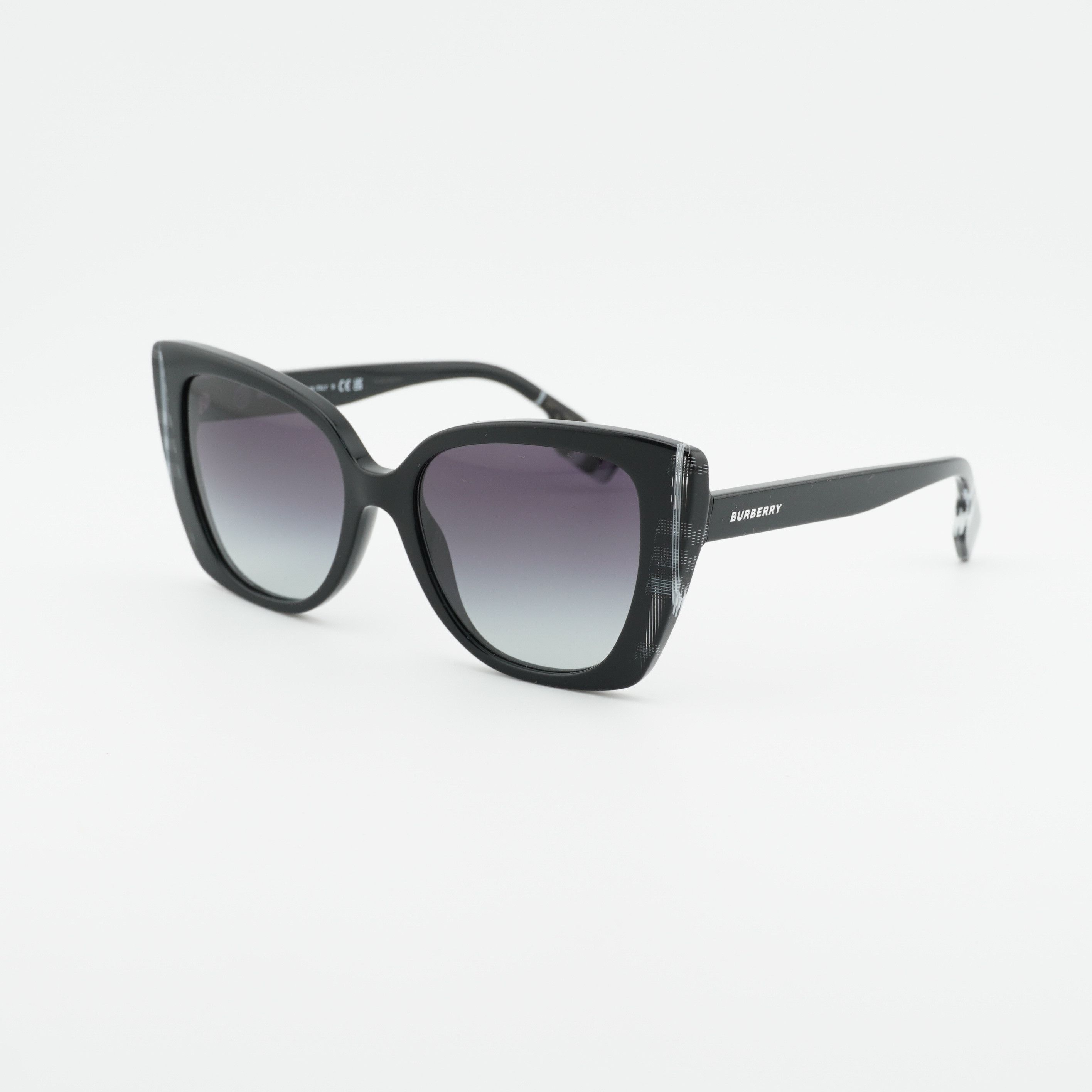 Burberry Burberry BE4393 40518G Sunglasses Black/Check White Cat Eye Size ONE SIZE - 1 Thumbnail