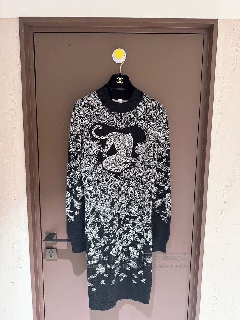 Hermes Hermes Black and White Leopard Velvet Knit Dress Size XS / US 0-2 / IT 36-38 - 1 Thumbnail