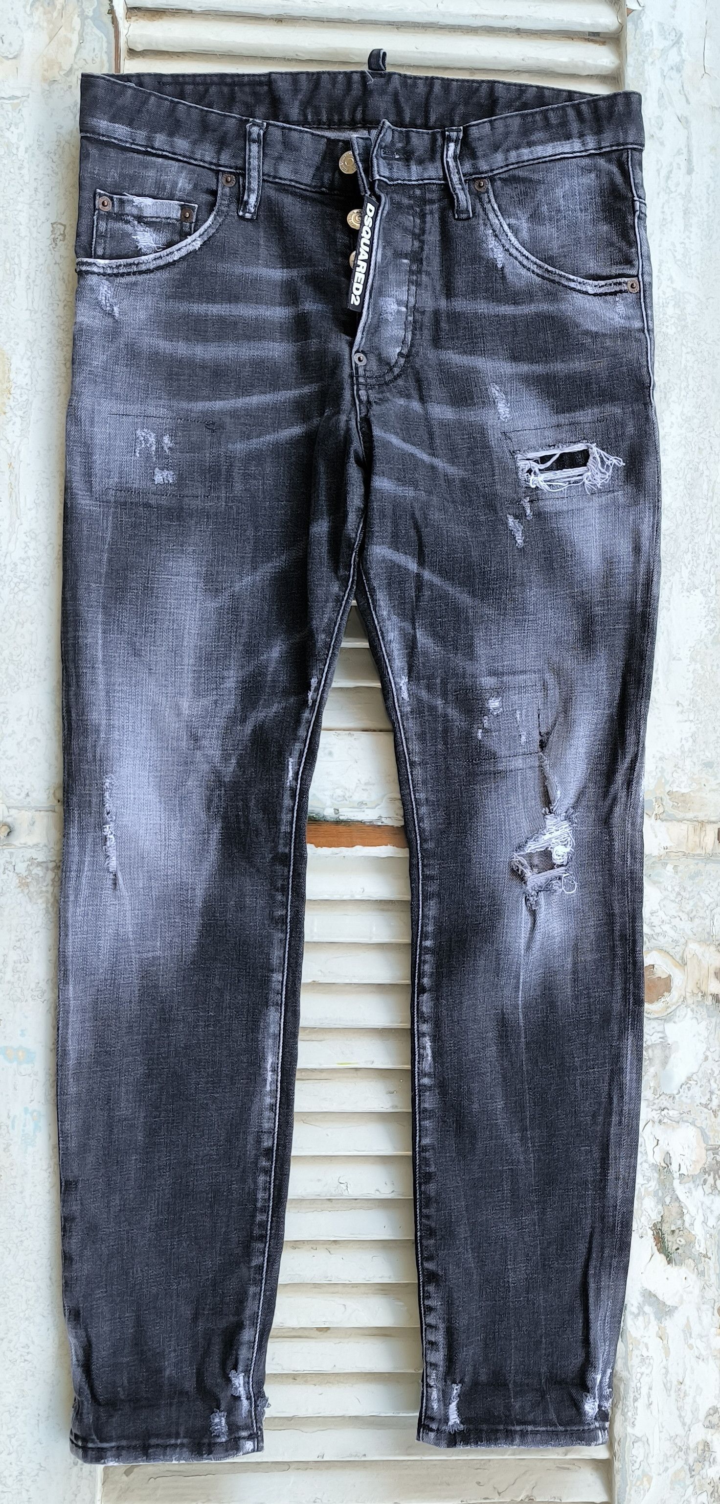 Dsquared2 Dsquared2 Skater Jeans Black Grey Distressed Stretch Denim Size US 28 / EU 44 - 1 Thumbnail