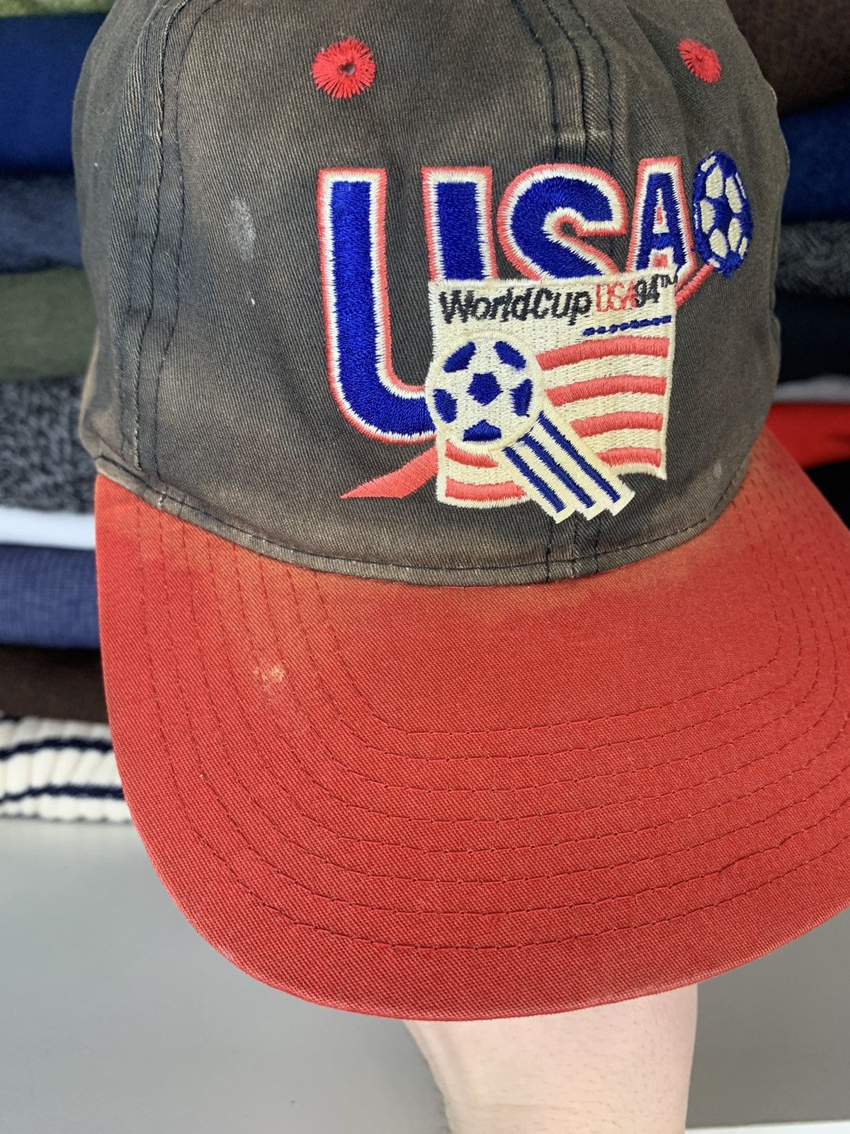 Vintage Vintage World Cup USA 94 Trashed Cap Hat Size ONE SIZE - 4 Thumbnail