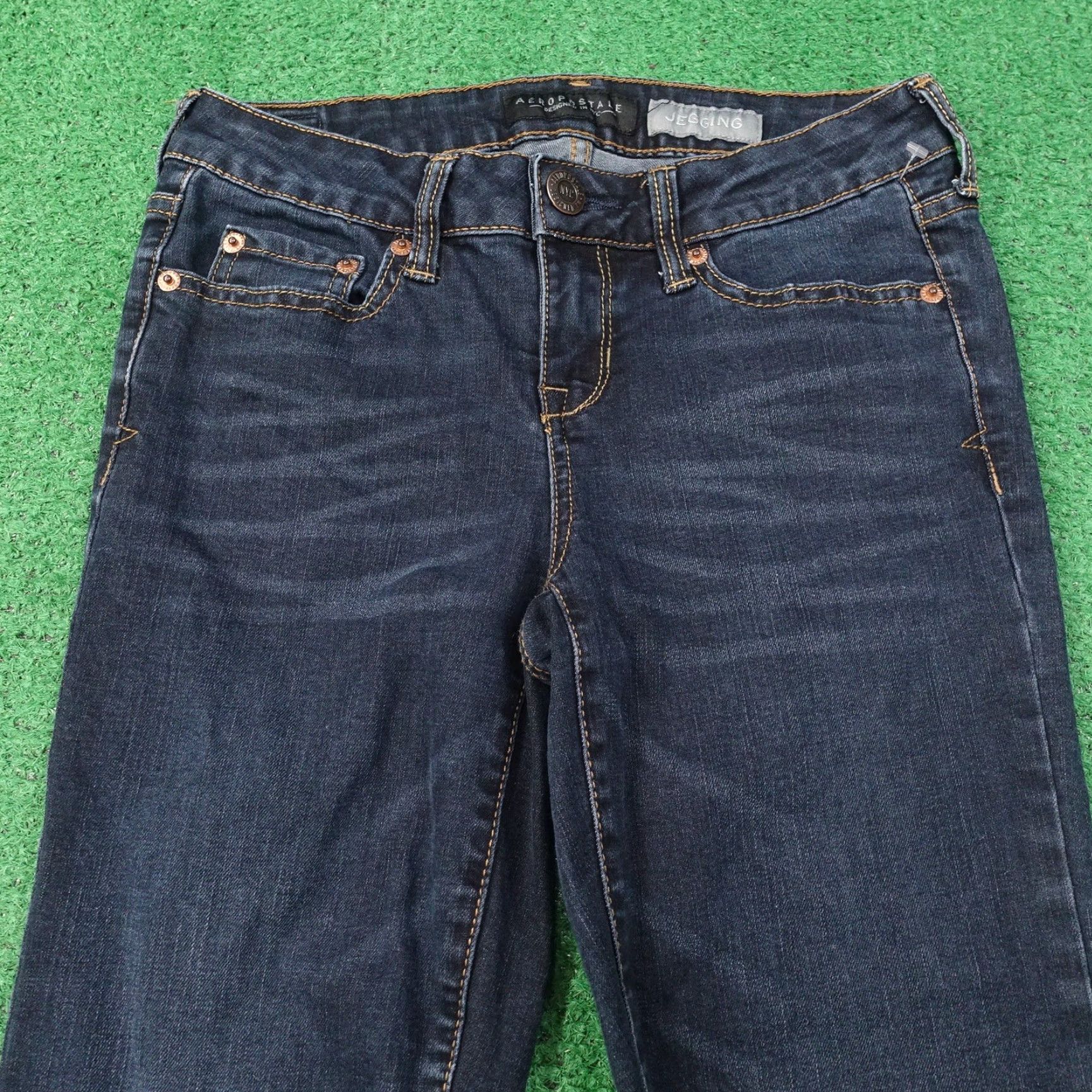 Aeropostale Aeropostale Jegging Jeans Womens 0 Short Blue Dark Wash Stretch Skinny Denim -E3 Size 25" / US 0 / IT 36 - 2 Thumbnail