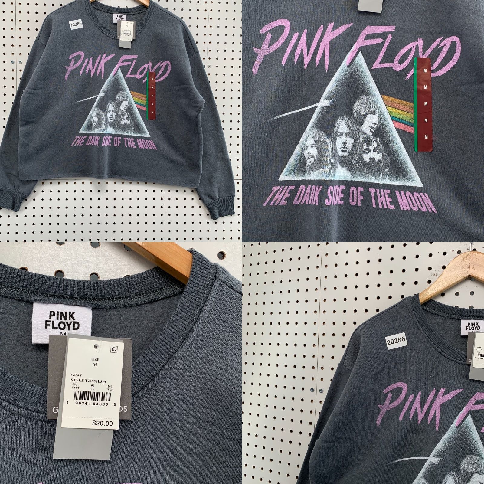 Vintage VINTAGE New Pink Floyd Crewneck Sweatshirt Gray Womens Medium Dark Side MOON 25x22.5 Size M / US 6-8 / IT 42-44 - 8 Thumbnail