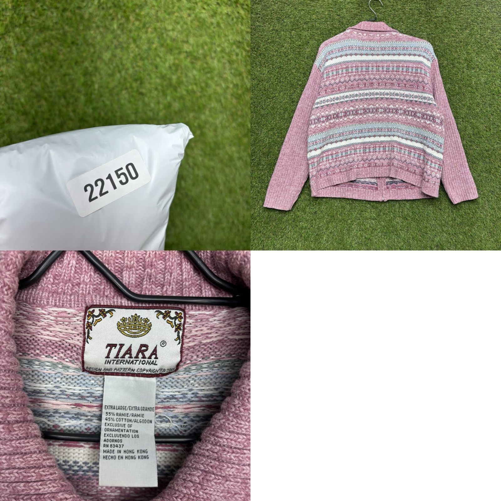 Vintage VINTAGE Tiara International Sweater Womens XL Pink Full Zip Cardigan Raglan Knit Winter Classic Retro Y2K Size XL / US 12-14 / IT 48-50 - 8 Thumbnail
