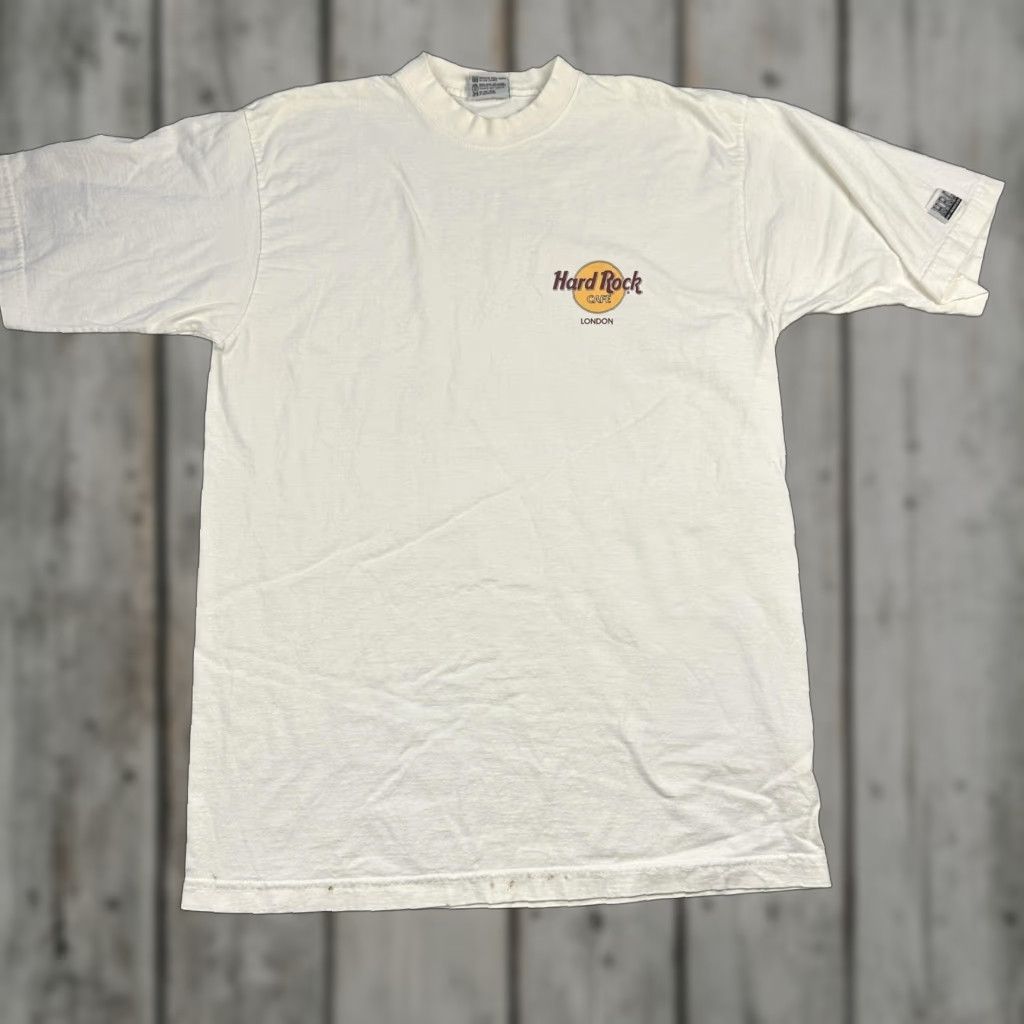 Hard Rock Cafe VINTAGE Hard Rock Cafe Shirt Mens L White London The Original Graphic 90s Rock Music Travel Logo City Crew Neck Short Sleeve Graphic Print Mens Size US L / EU 52-54 / 3 - 1 Thumbnail