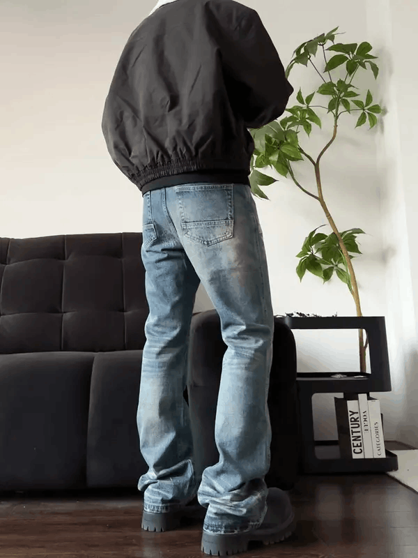 Jean Fukatsu x Chika Blue Washed Distressed Straight Jeans Size US 30 / EU 46 - 6 Thumbnail
