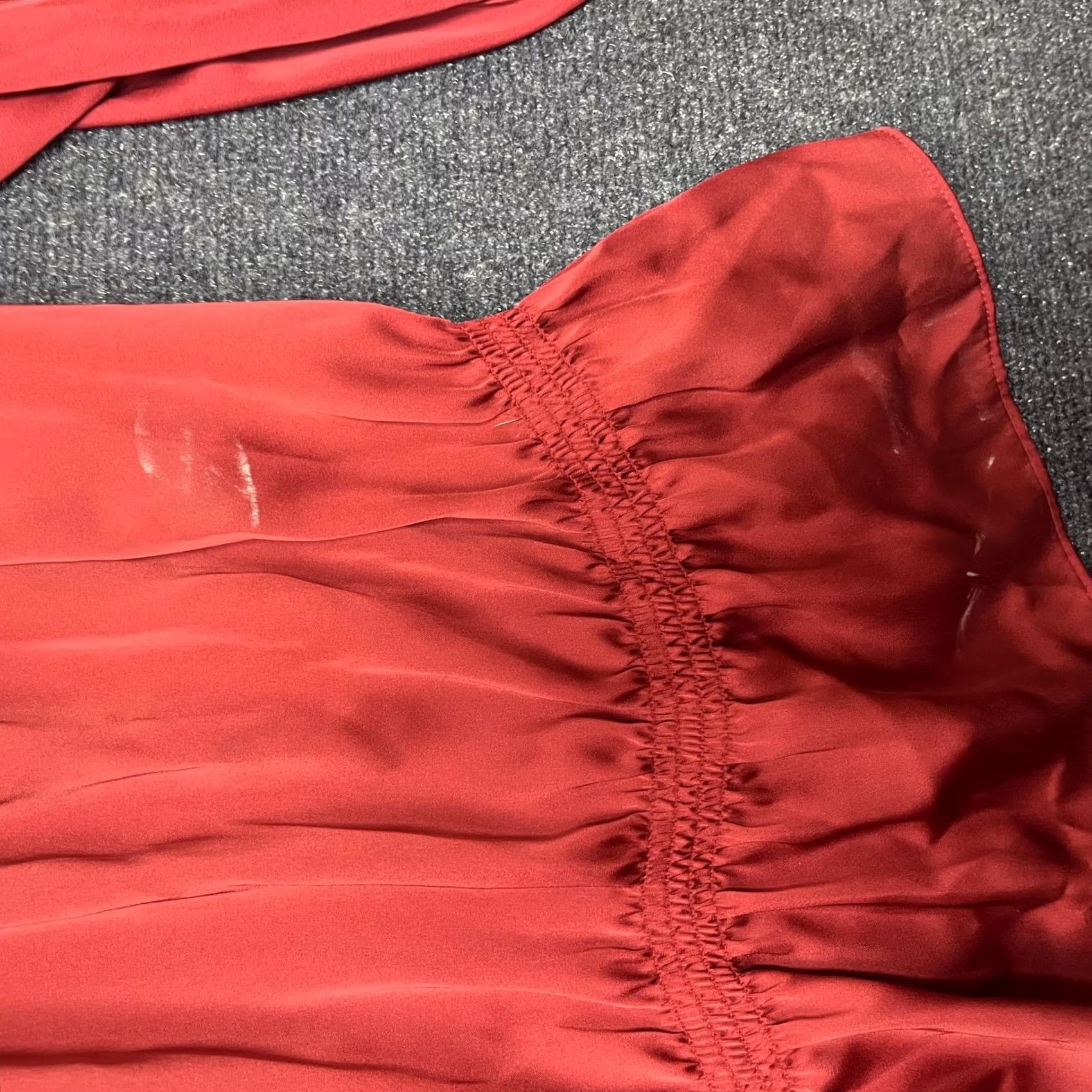 Vintage MICHAEL Michael Kors Blouse Womens XL Red Satin Ruffle Elastic Waist Long Sleeve Size XL / US 12-14 / IT 48-50 - 3 Thumbnail