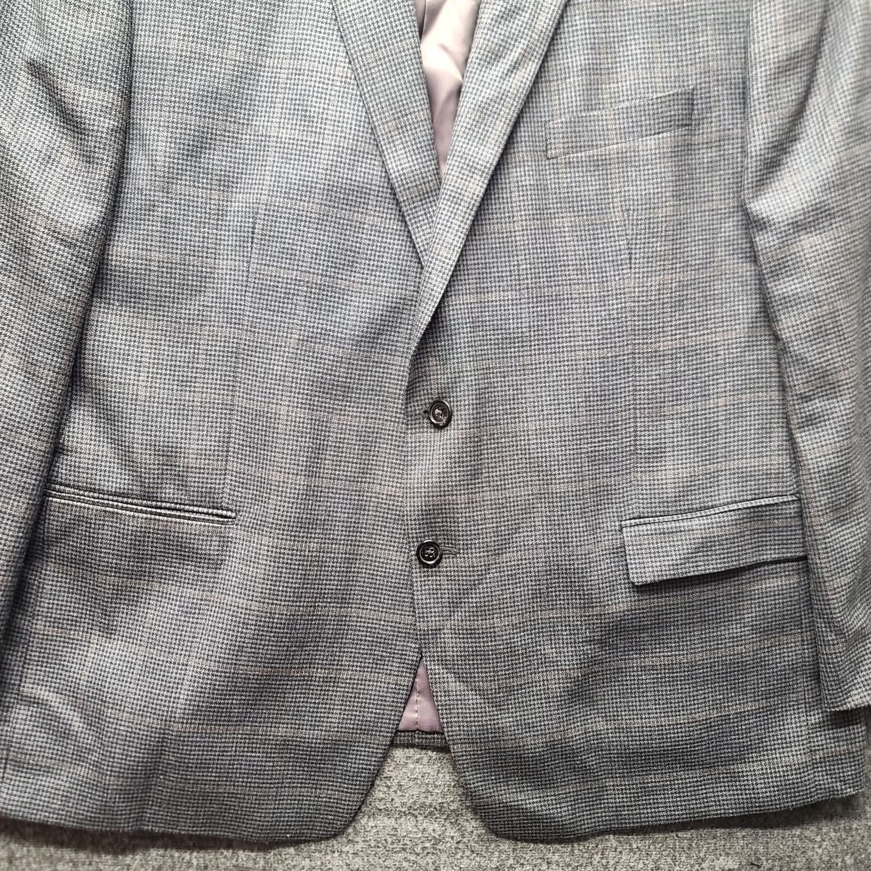 Ralph Lauren Lauren Ralph Lauren Sport Coat Mens 52R 2 Button Silk Wool Windowpane Notch Lapel Gray 2 Piece Big & Tall Mens B&T Jacket Shade Brown? Size US L / EU 52-54 / 3 - 4 Thumbnail