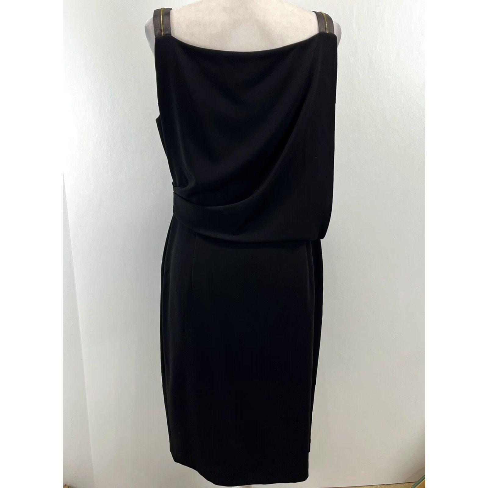 Escada ESCADA Classic Black Pencil Dress 40 US 10 Sleeveless Knee Length Zipper Accents Women Size S / US 4 / IT 40 - 3 Thumbnail