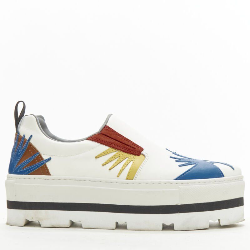 MSGM MSGM white leather starburst patchwork point toe platform sneaker EU36 Size US 6 / IT 36 - 1 Thumbnail