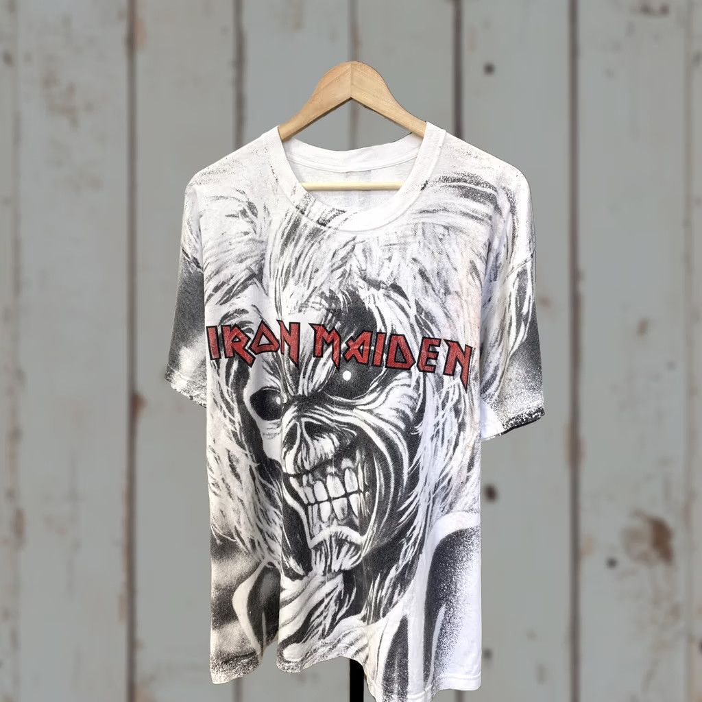 Gildan VINTAGE Iron Maiden Rock Band T-Shirt XL White Mens 90s rare retro hype Size US XL / EU 56 / 4 - 1 Thumbnail