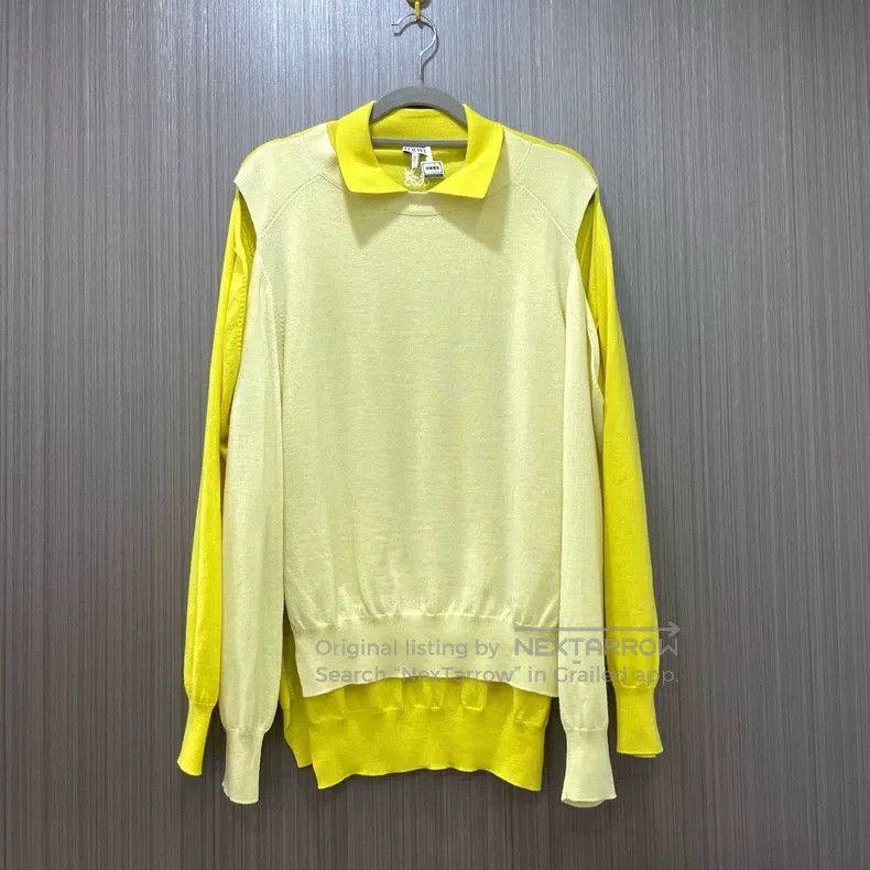 Loewe Loewe Yellow Logo Embroidered Patchwork Wool Shawl Collar Size L / US 10 / IT 46 - 1 Thumbnail