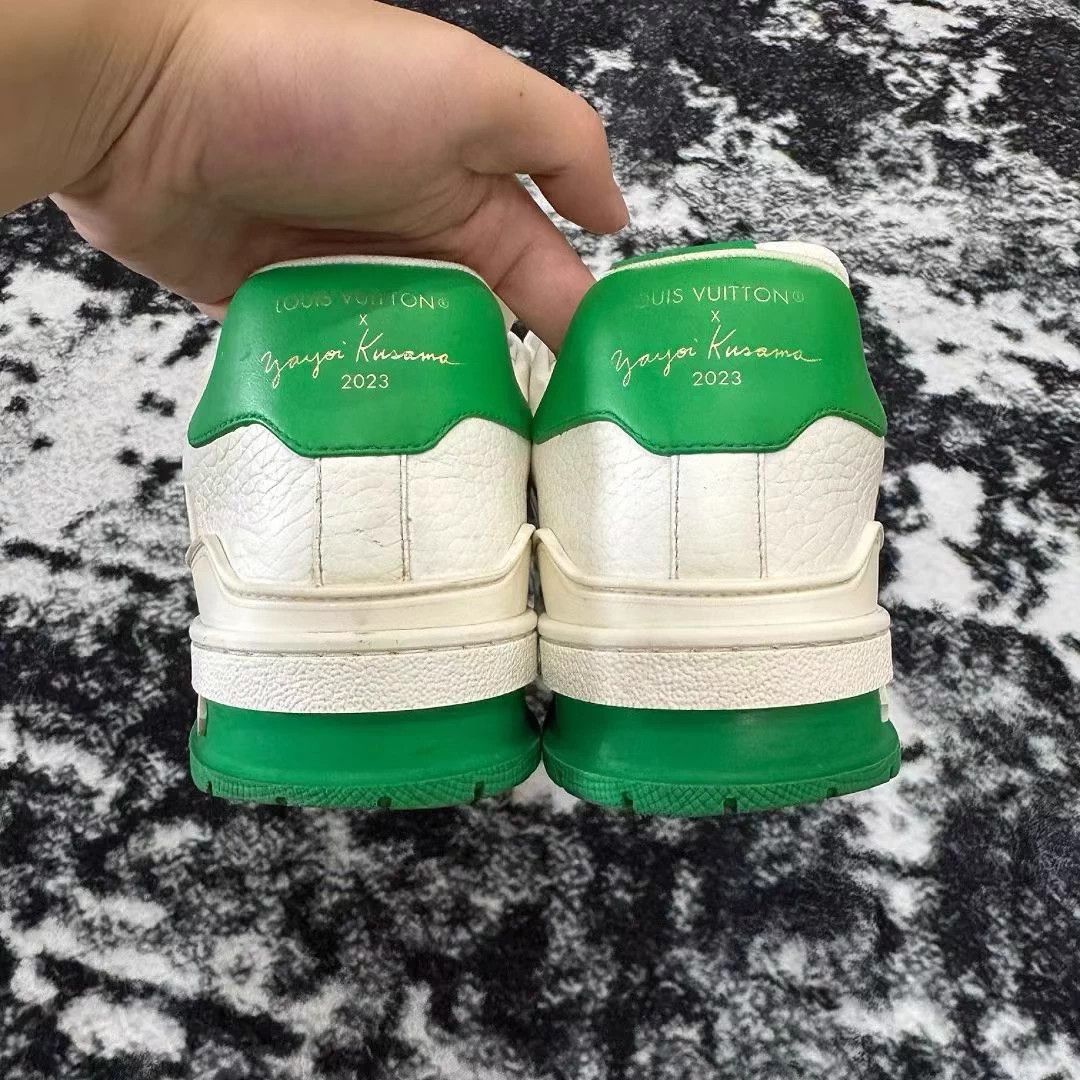 Louis Vuitton LV Trainer X Yayoi Kusama White Green 42.5/8.5 Size US 8.5 / EU 41-42 - 5 Thumbnail