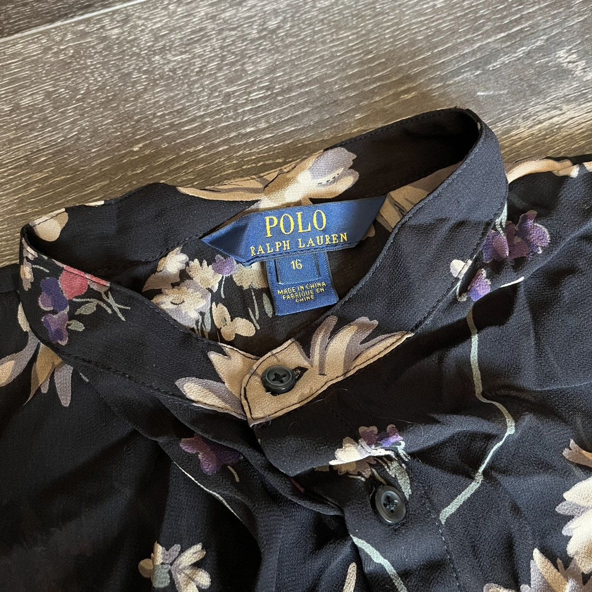 Polo Ralph Lauren Polo Ralph Lauren Black Floral Printed Chiffon Tunic Top Size XXL / US 16-18 / IT 52-54 - 4 Thumbnail