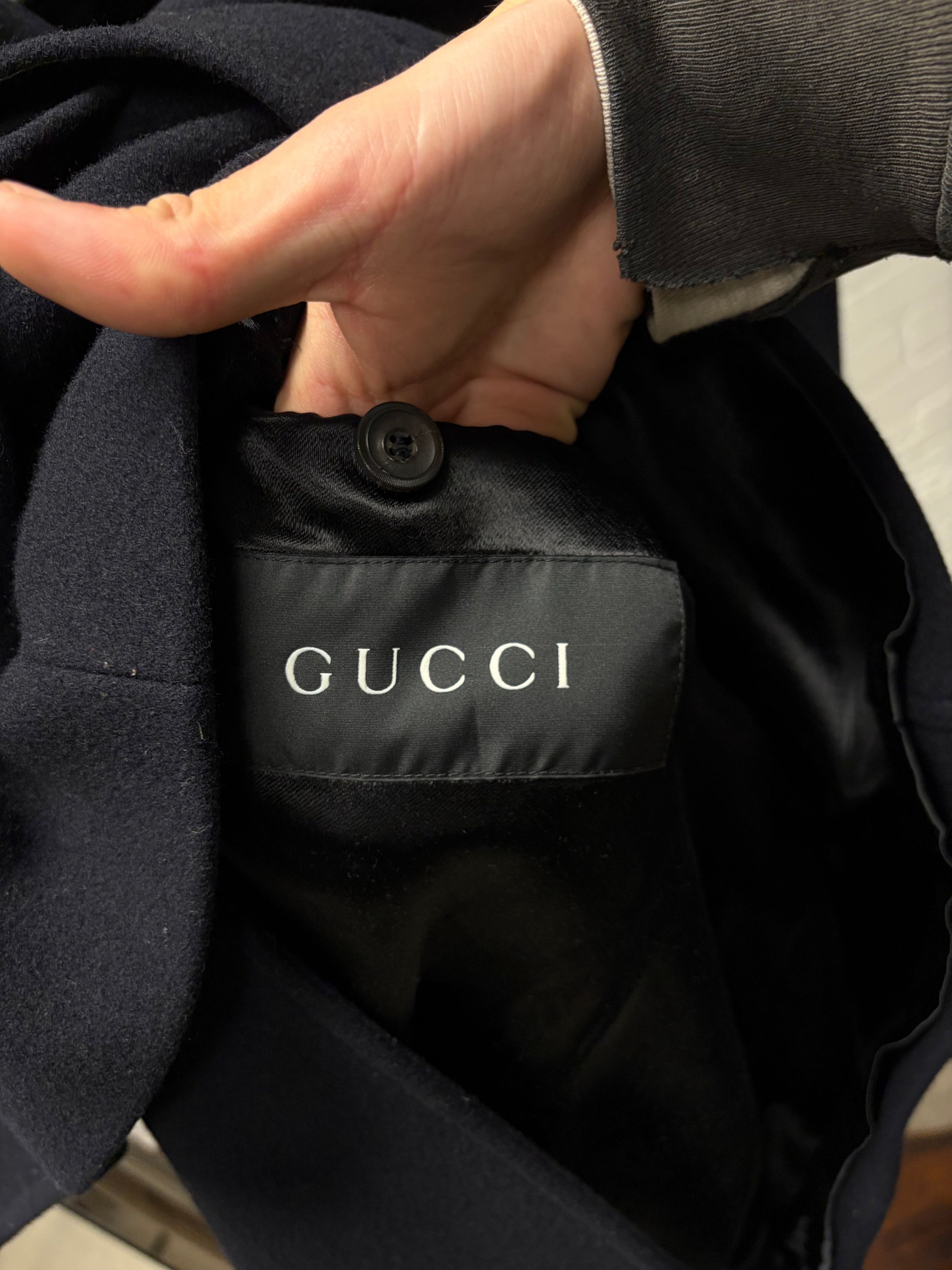Gucci Vintage Gucci by Frida Giannini Double Breasted Wool Coat with Velvet Trim Size US L / EU 52-54 / 3 - 3 Thumbnail