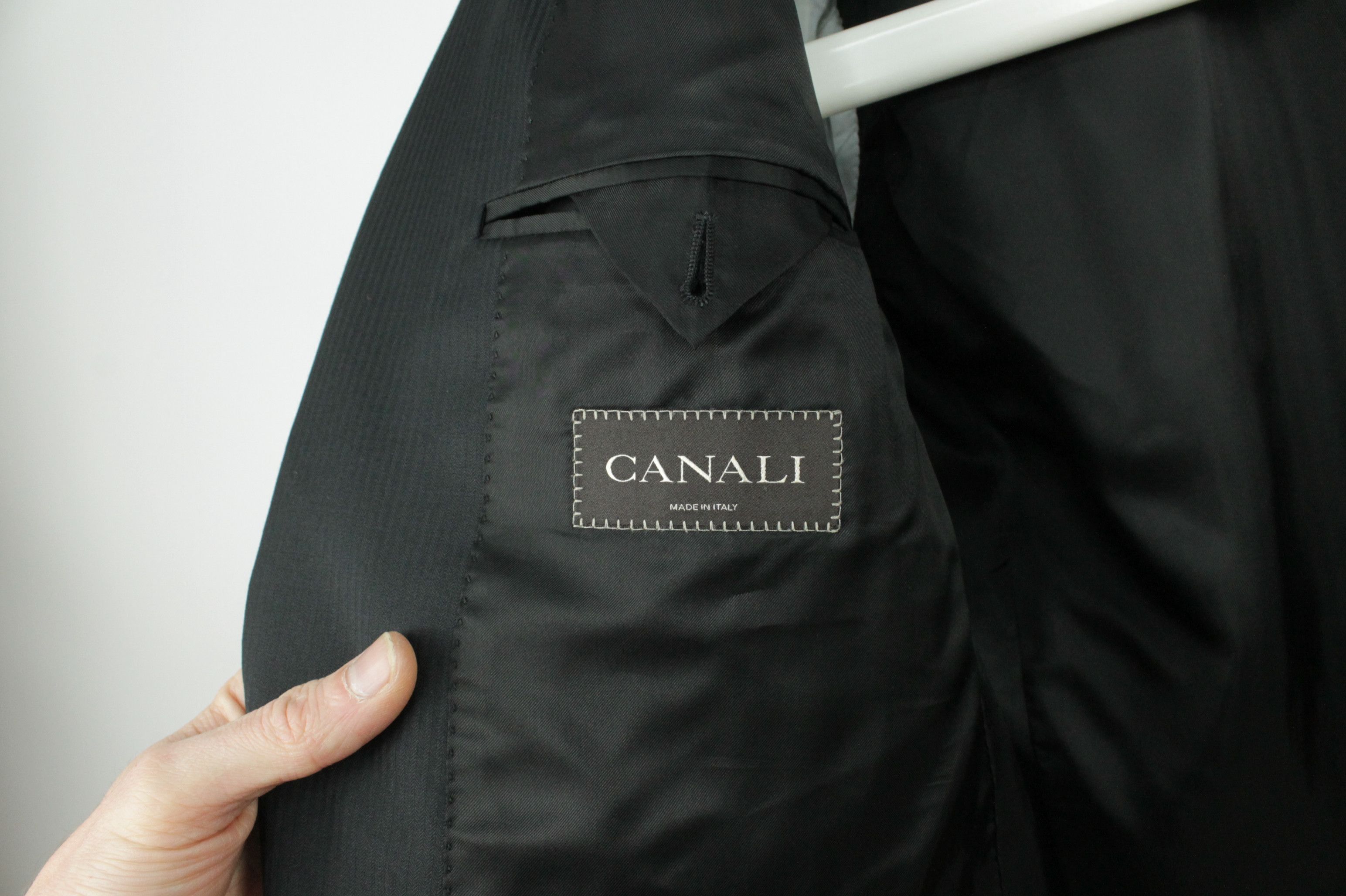 Canali Canali Black Wool Pinstripe Formal Blazer Jacket Men's Size 44R - 8 Thumbnail