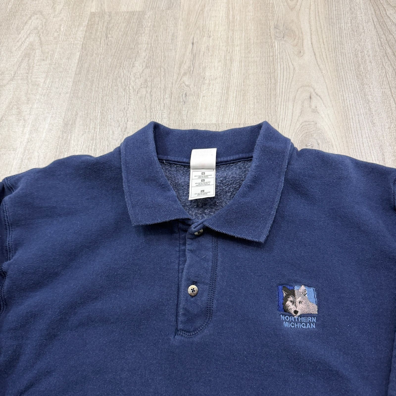 Vintage Vintage Northern Michigan Collared Sweatshirt Men's Large Size US L / EU 52-54 / 3 - 3 Thumbnail