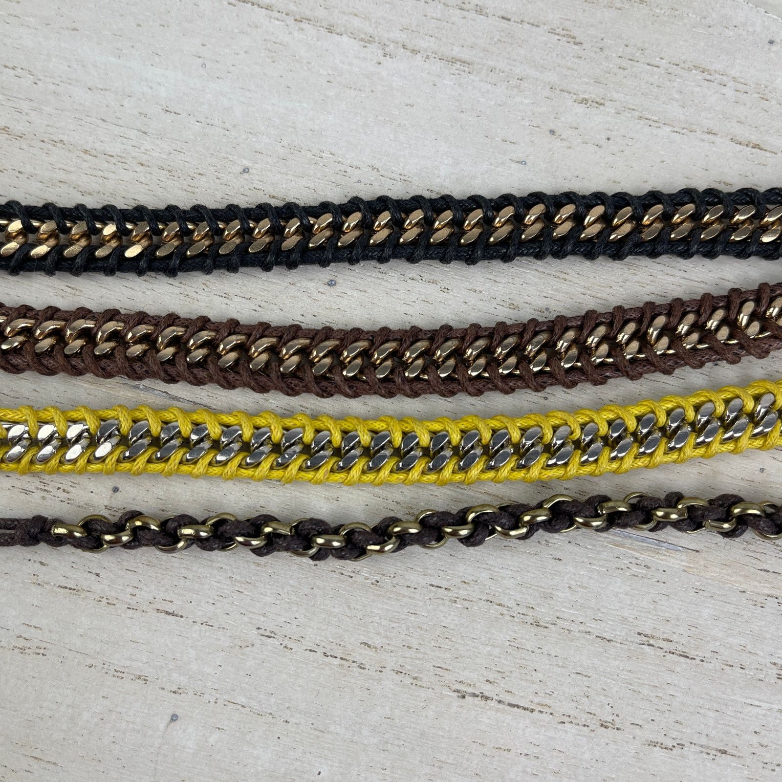Other Chain Link Braided Bracelets Gold Silver Black Brown Yellow Size ONE SIZE - 5 Thumbnail