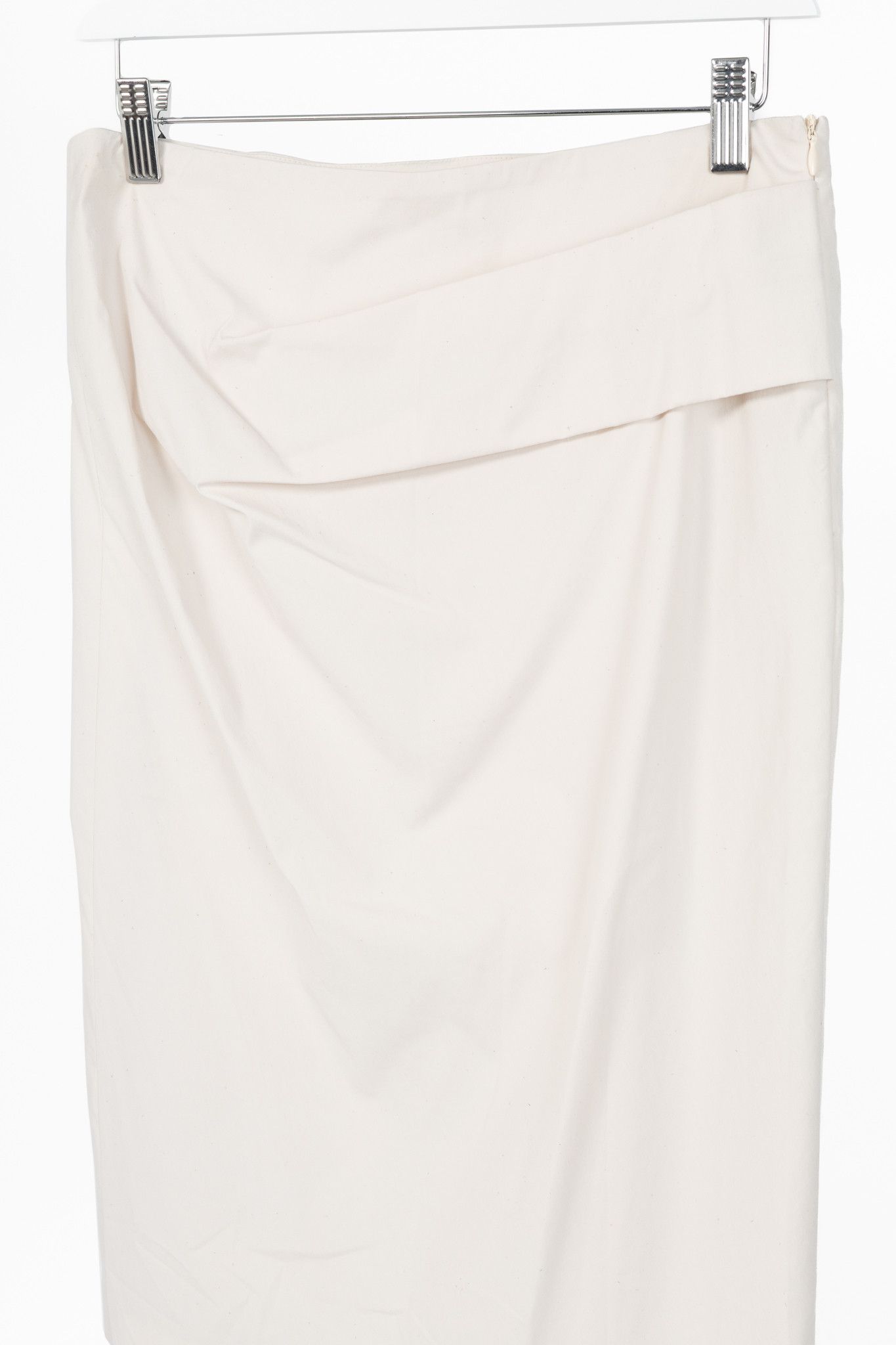 Brunello Cucinelli Brunello Cucinelli Ivory Pleated-Waist Cotton Pencil Skirt Size 27" / US 4 / IT 40 - 3 Thumbnail