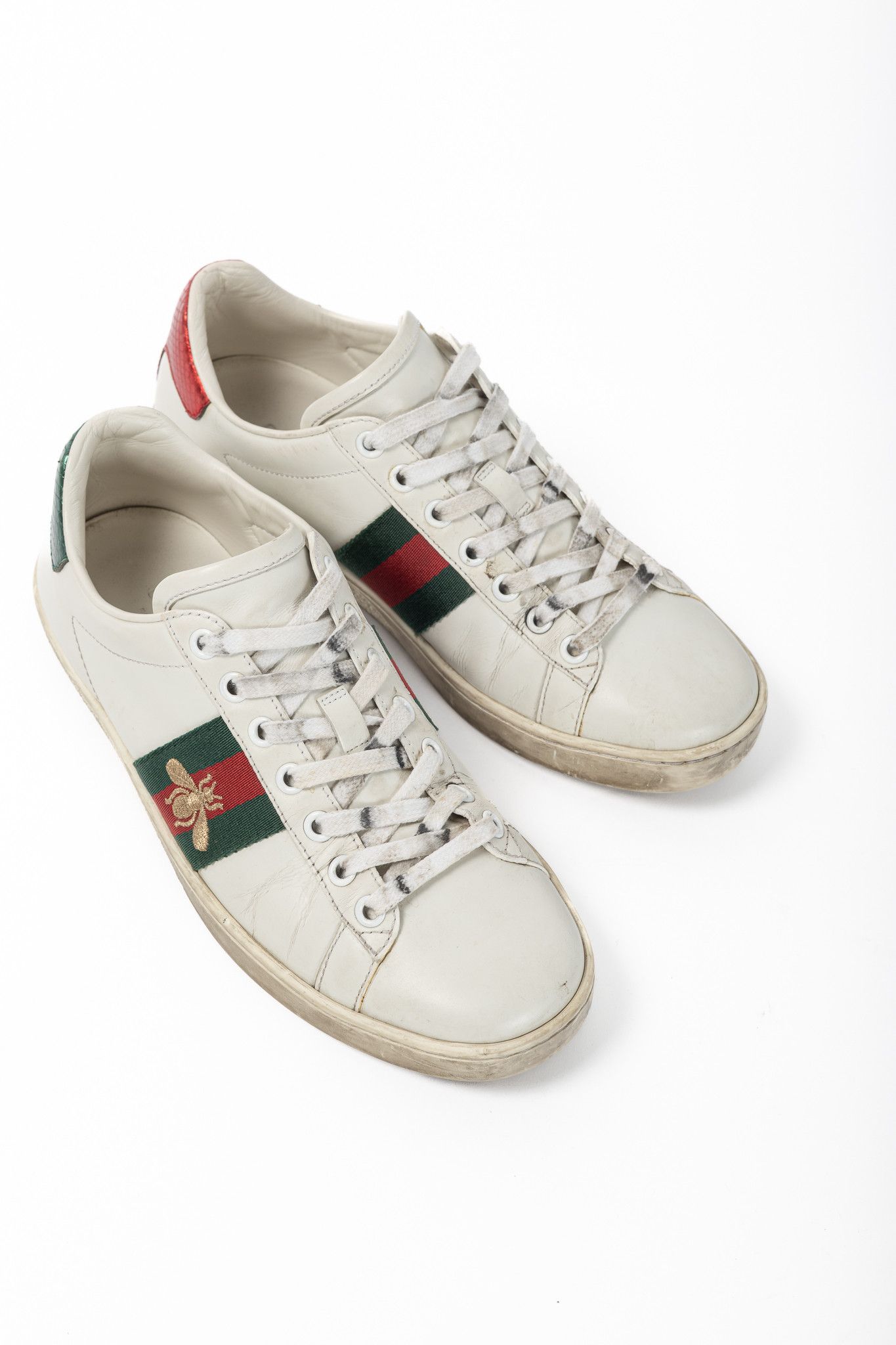 Gucci Gucci Ace Bee White Leather Lace-Up Sneakers Size US 6.5 / IT 36.5 - 6 Thumbnail