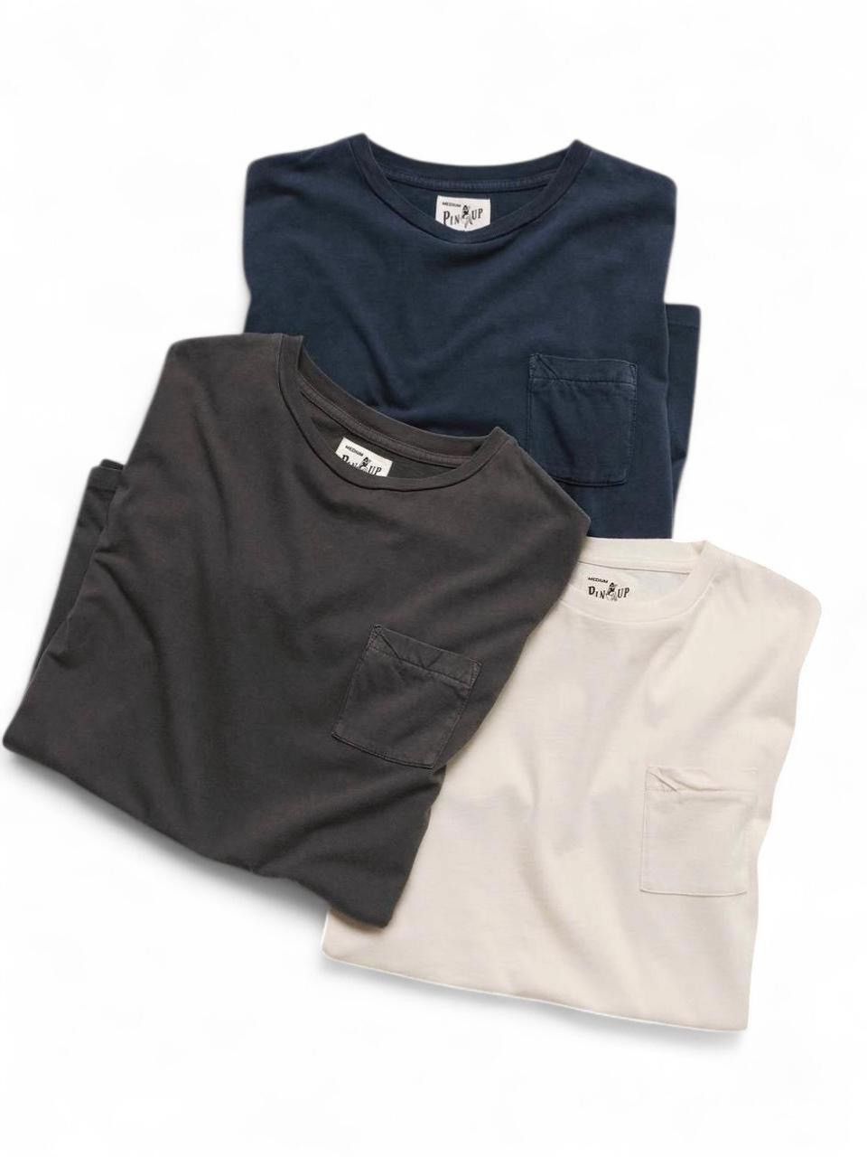 Yuremane Pinup Rags Skylark Pocket Tees Three Pack: Gray, Navy, White Size US L / EU 52-54 / 3 - 1 Thumbnail