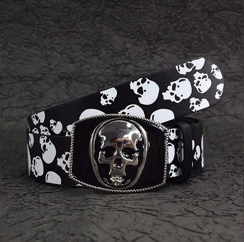 Japanese Brand × Vintage Black & White Skull Belt Size ONE SIZE - 1 Thumbnail
