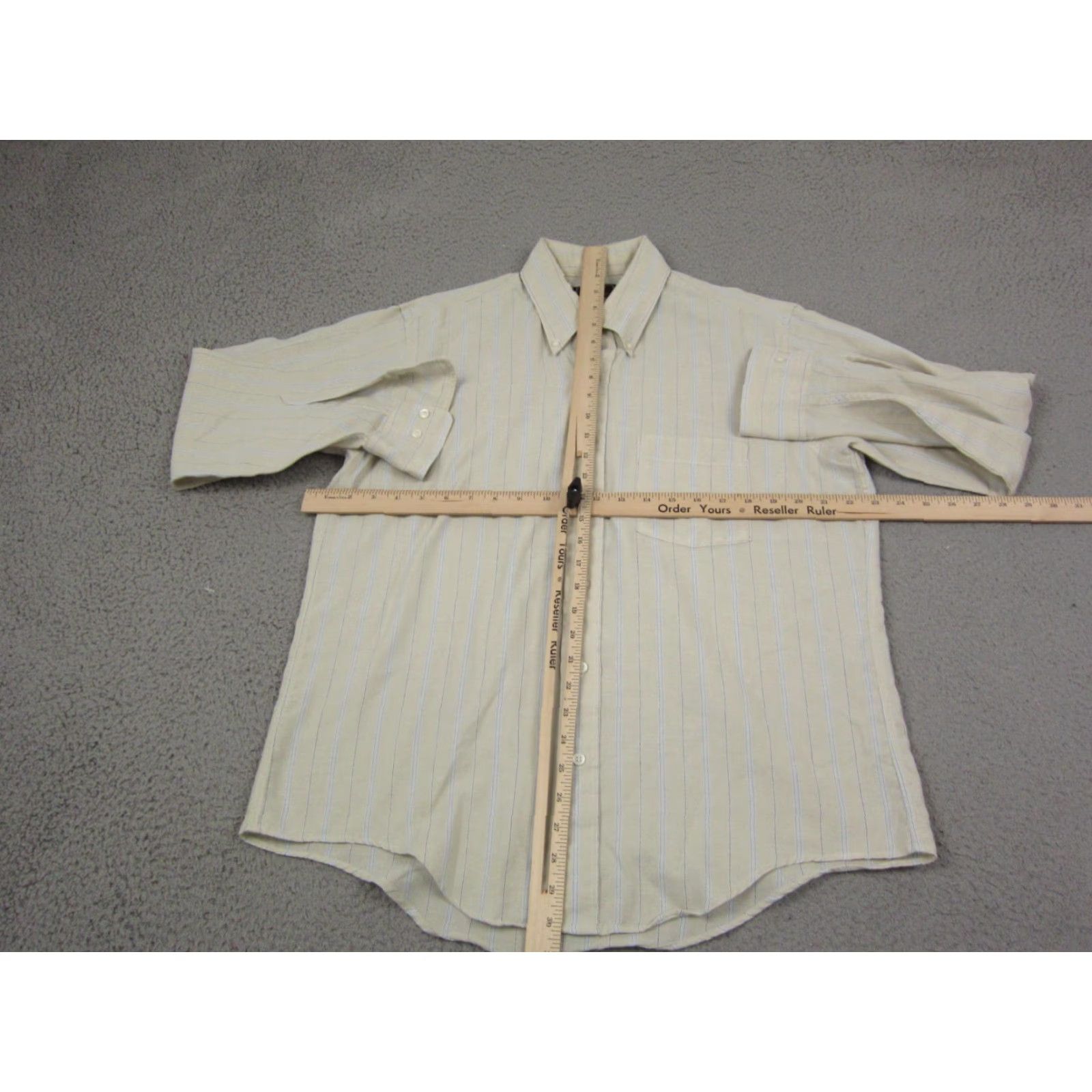 Arrow Vintage Arrow Shirt Adult 16.5 Beige Striped Mens 90s Oxford Casual Button-Up Size US XL / EU 56 / 4 - 6 Thumbnail