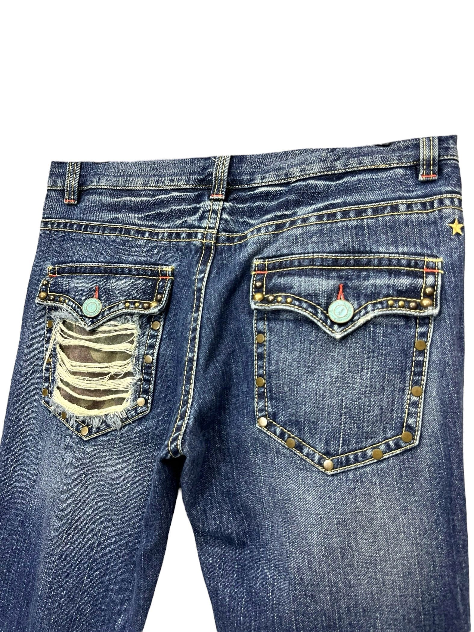 Grunt Style 🔥OZZ-FIRST PINBALL Grunge Ripped Studded Punk Flare Denim Size US 34 / EU 50 - 11 Thumbnail