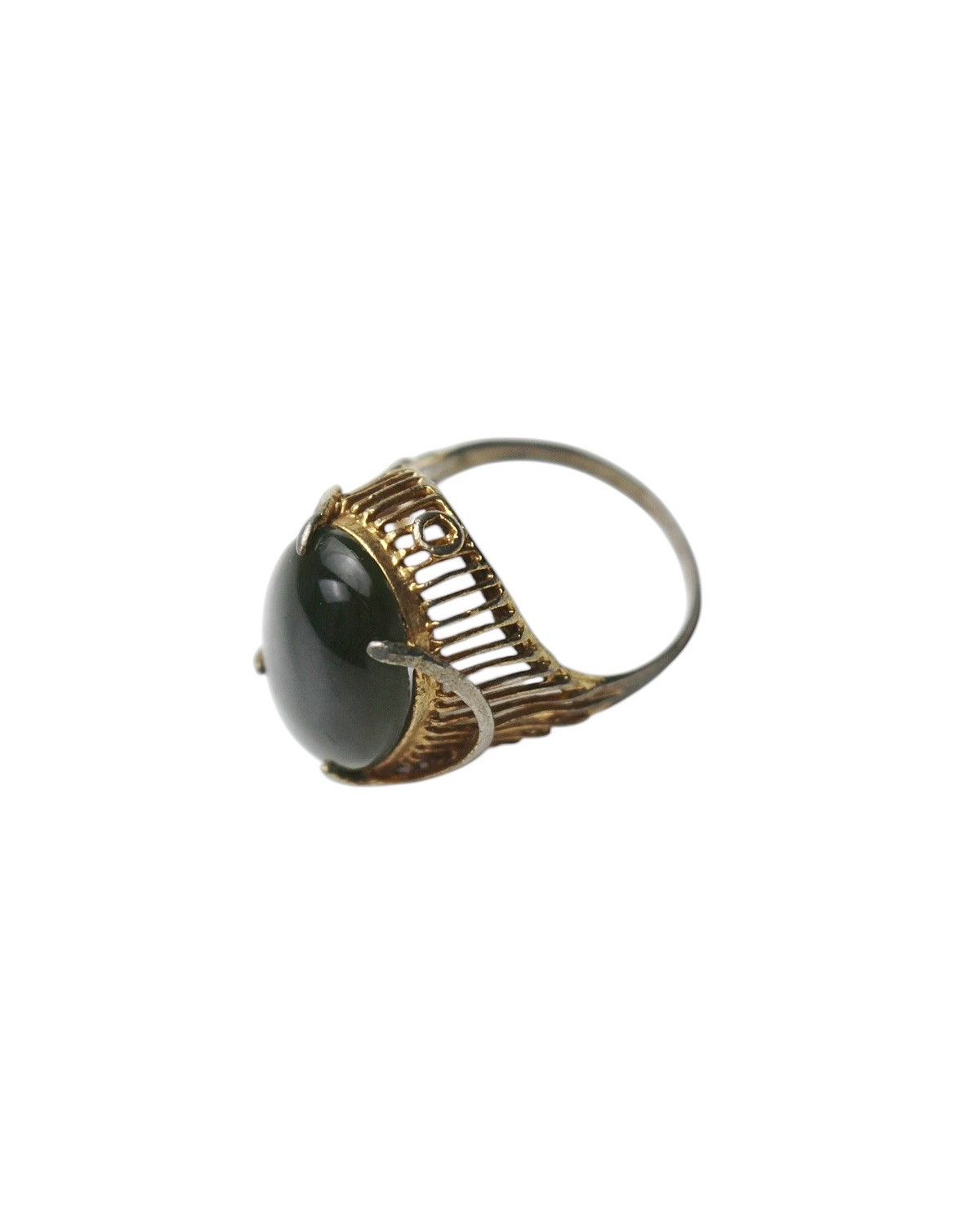 Vintage 2000S JAPANESE MADE COCKTAIL RING WITH DARK STONE Size ONE SIZE - 2 Thumbnail