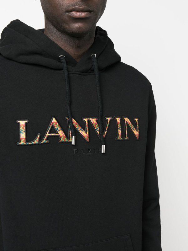 Lanvin o1y0225 Embroidered Logo Hoodie in Black Size US S / EU 44-46 / 1 - 2 Thumbnail